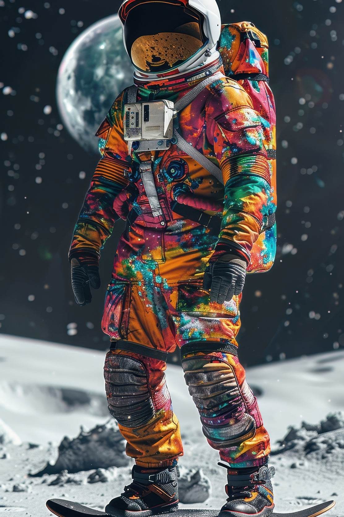Astronaut colorful suit on moon Wall Art - beink online art store