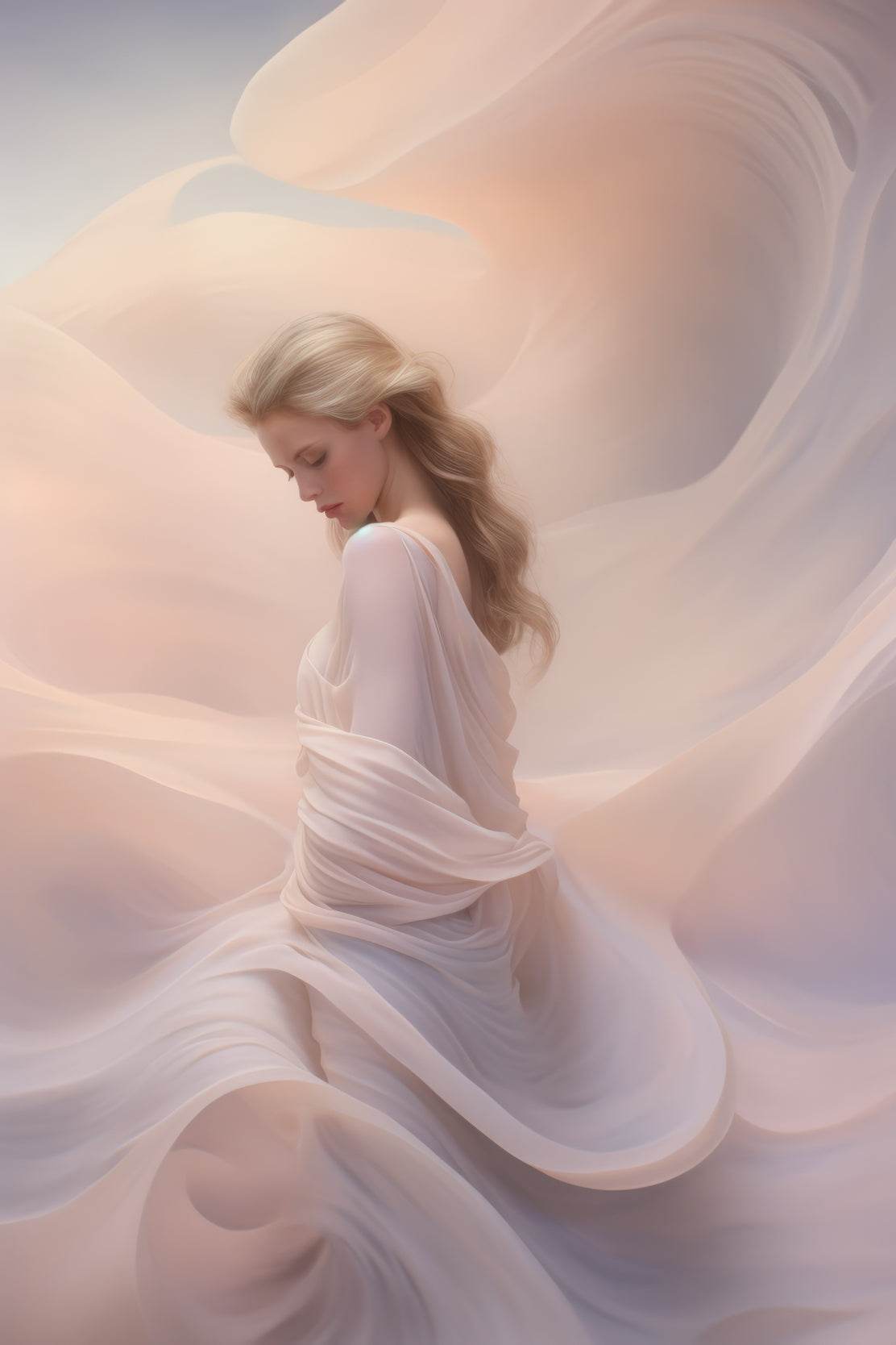 White Lace Silk Skirt And Shawl Wall Art - beink online art store