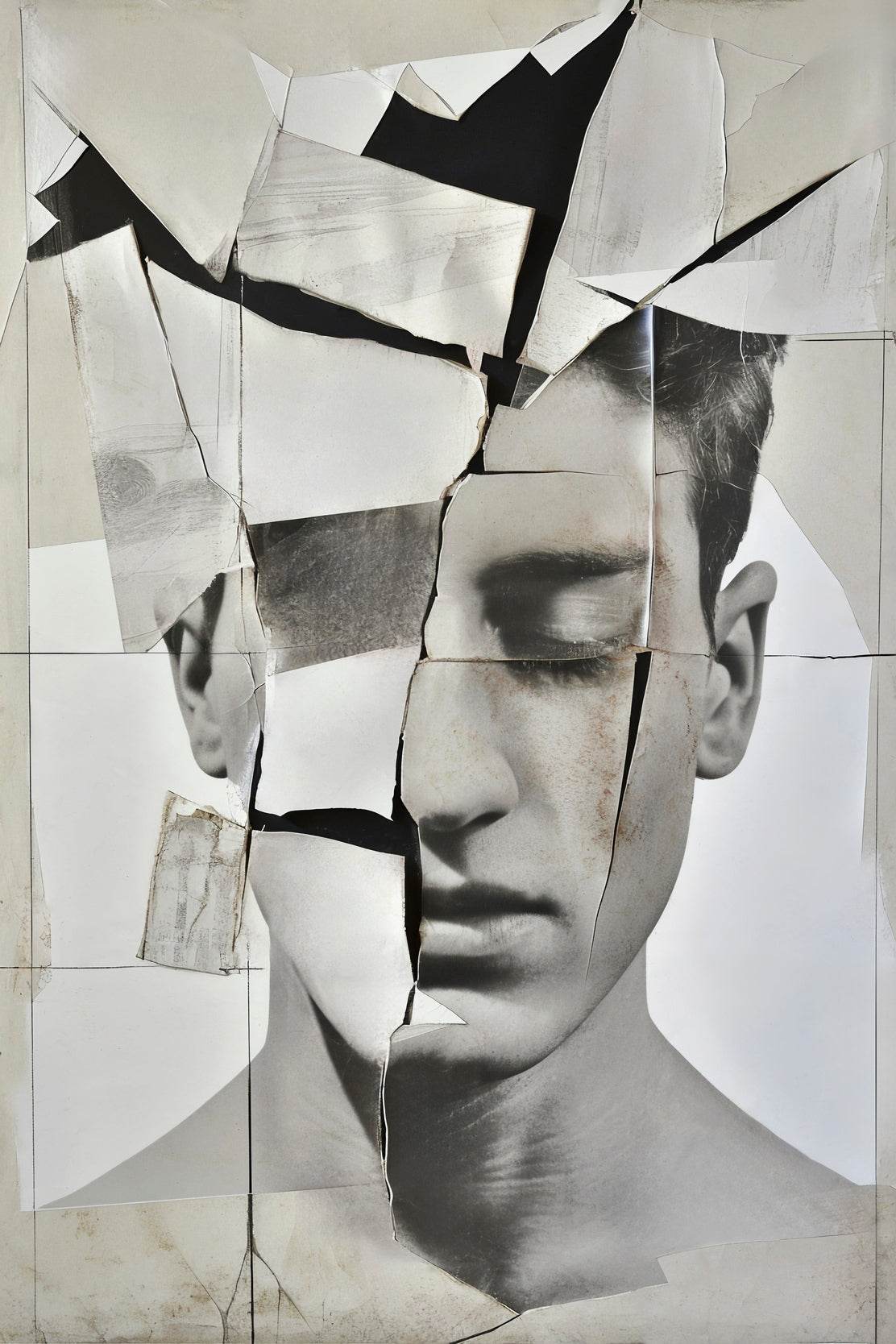 Torn Portrait of Men Face Digital Art - beink online art store