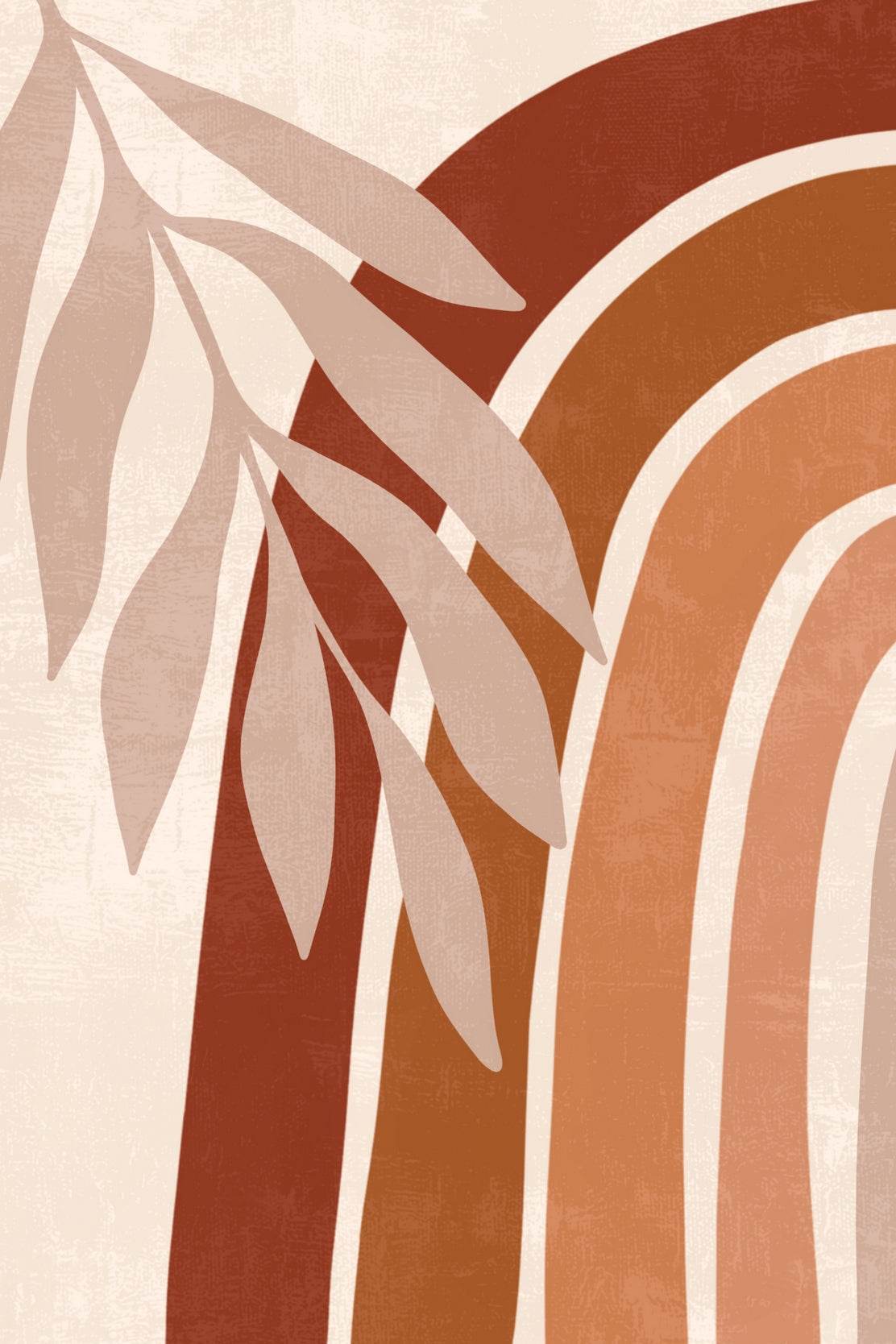 Earthy Rainbow Minimalist Leaf ArtWork - beink online art store