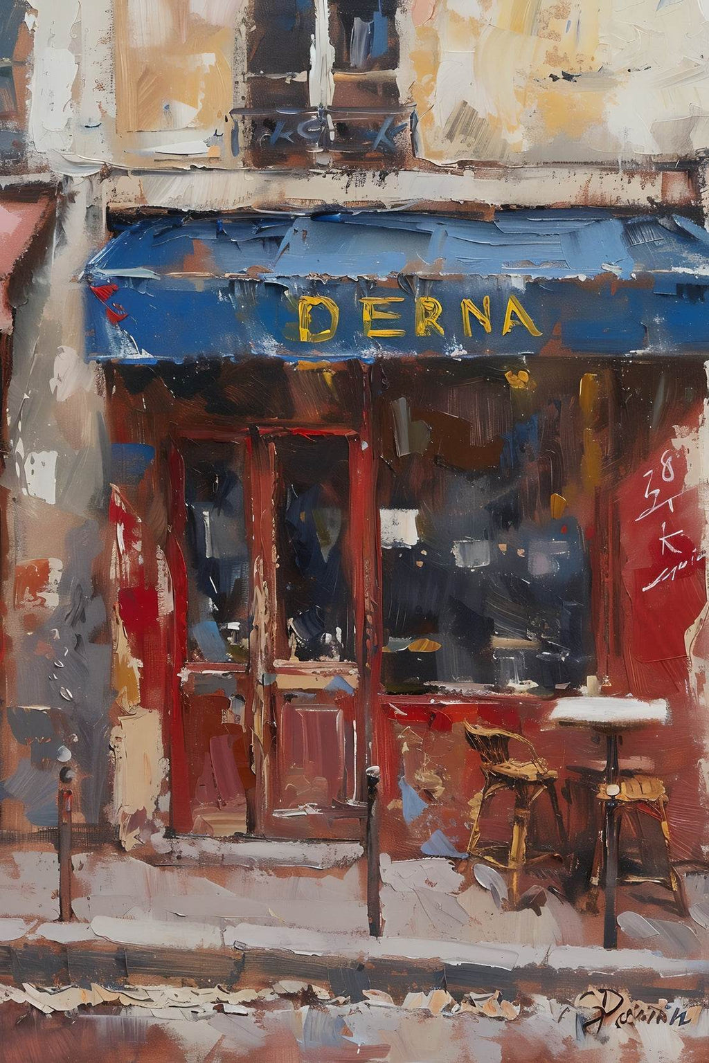 Oil Painting Of A Cafe Wall Art - beink online art store