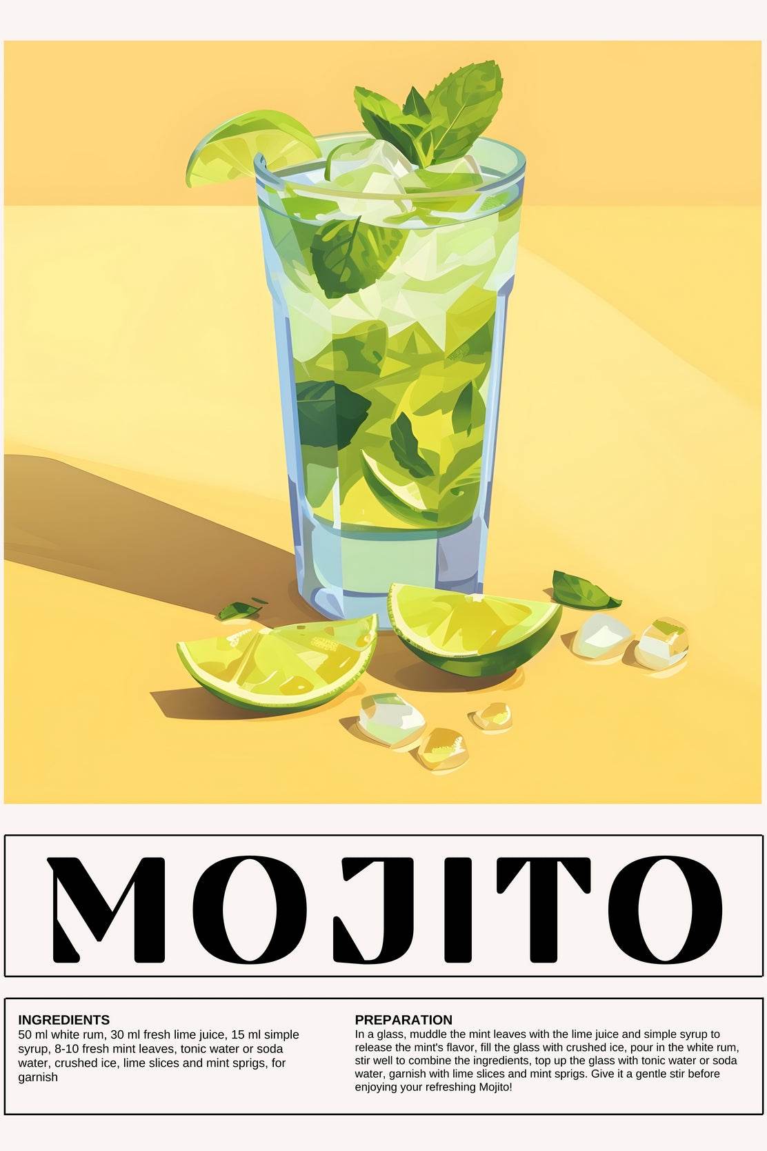 Glass of Mojito Cocktail Wall Art - beink online art store