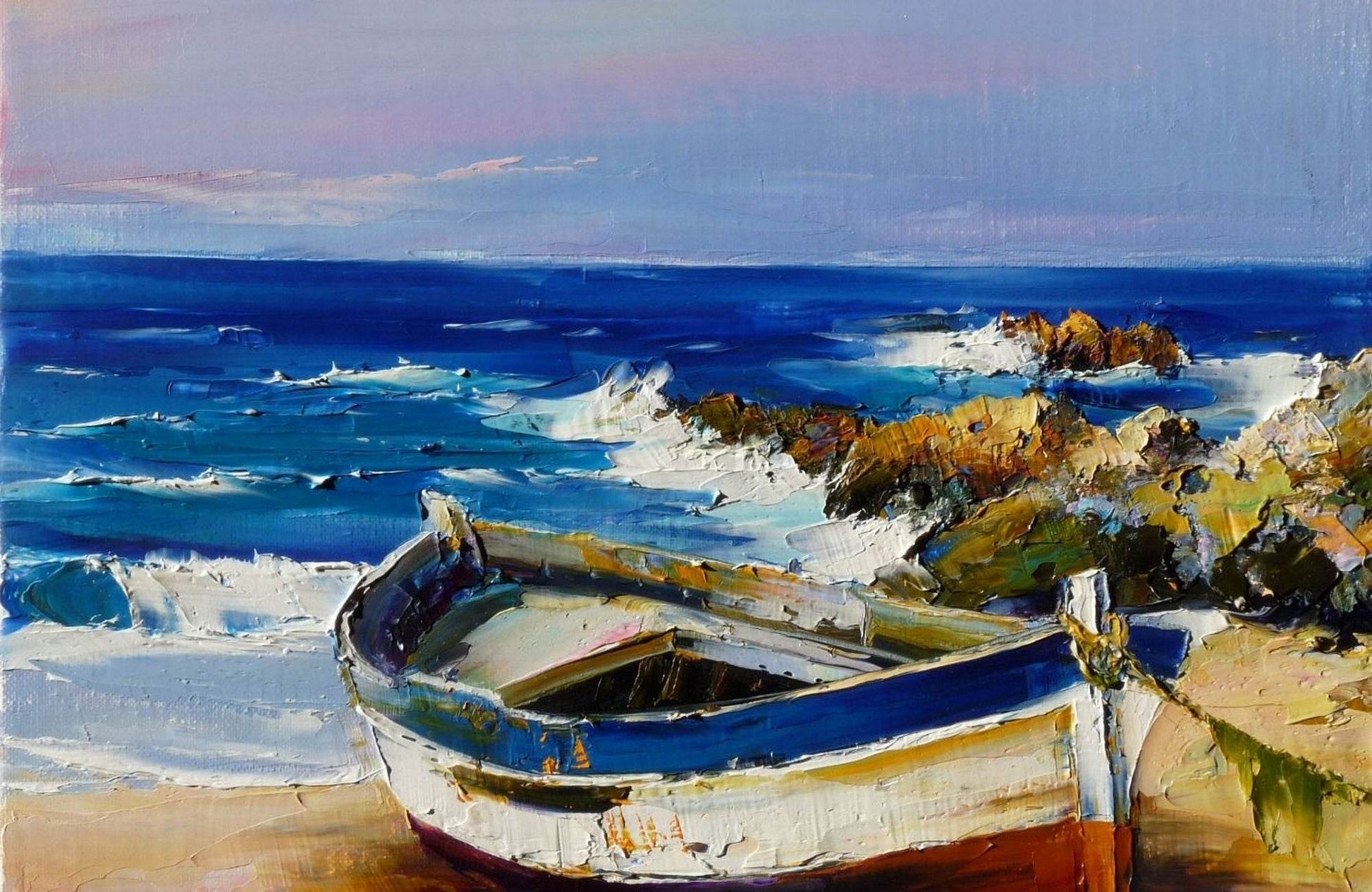 Color Boat on The Beach Wall Art - beink online art store