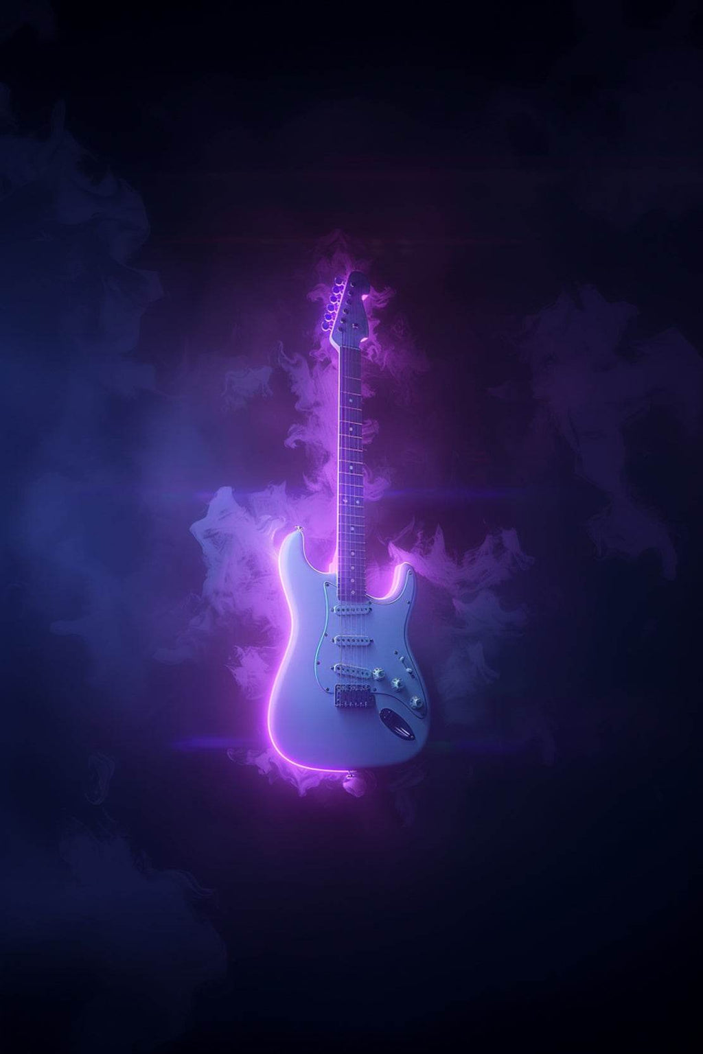 Electric Rock Guitar With Neon Lights Wall Art - beink online art store