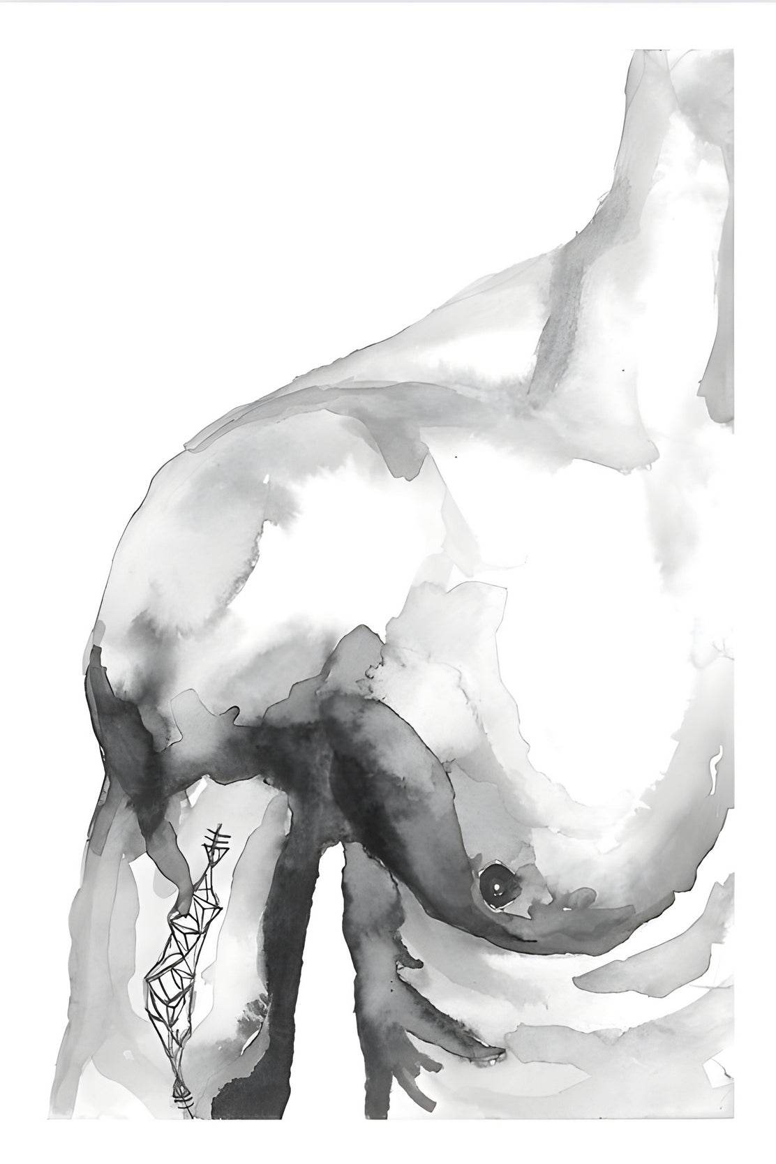 Ink and Watercolor Male Partial Figure Wall Art - beink online art store