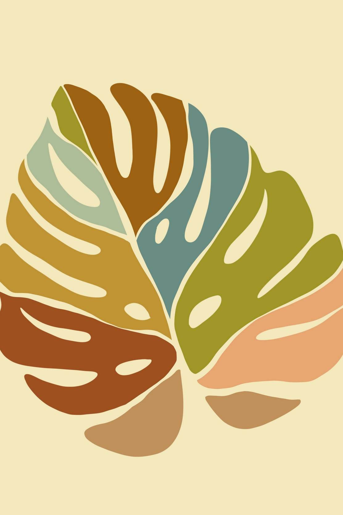 Abstract Colorful Tropical Leaf ArtWork - beink online art store