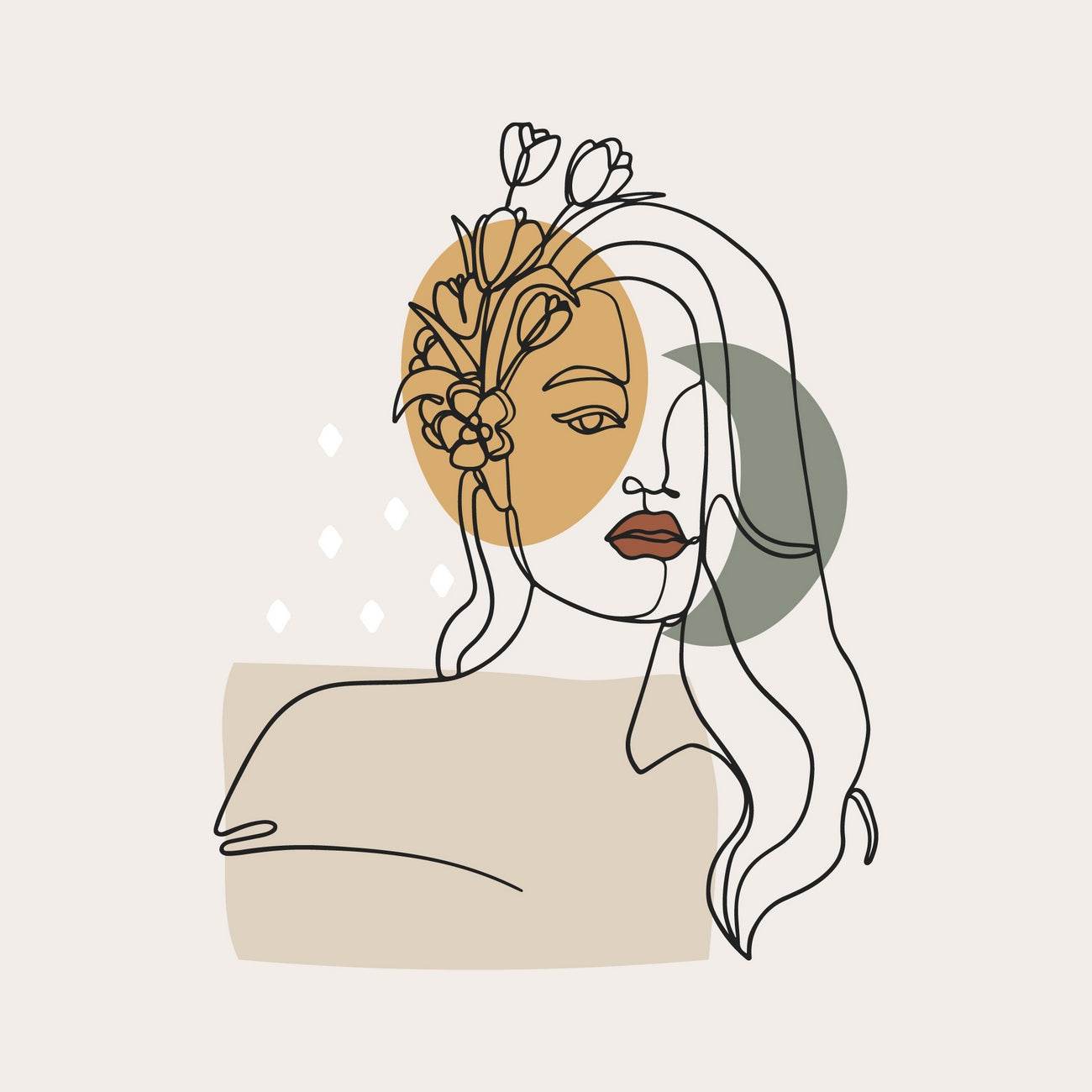 The Face is Decorated With Flowers Wall Art - beink online art store