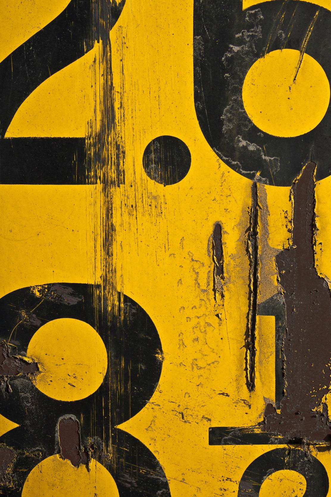 Digits With Yellow Background Abstract Wall Art - beink online art store