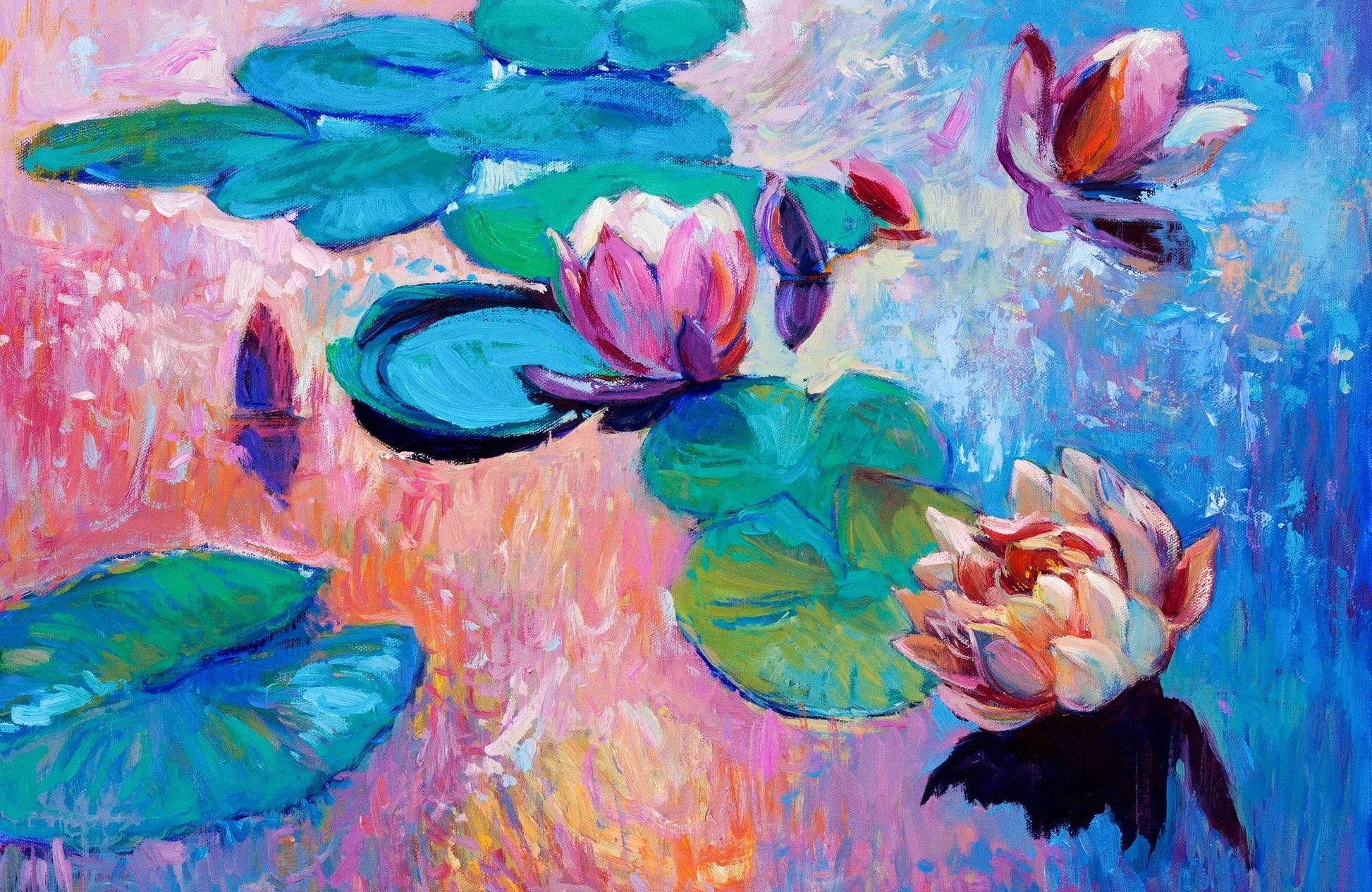 Watercolor Painting Of Blue Lotus Wall Art - beink online art store