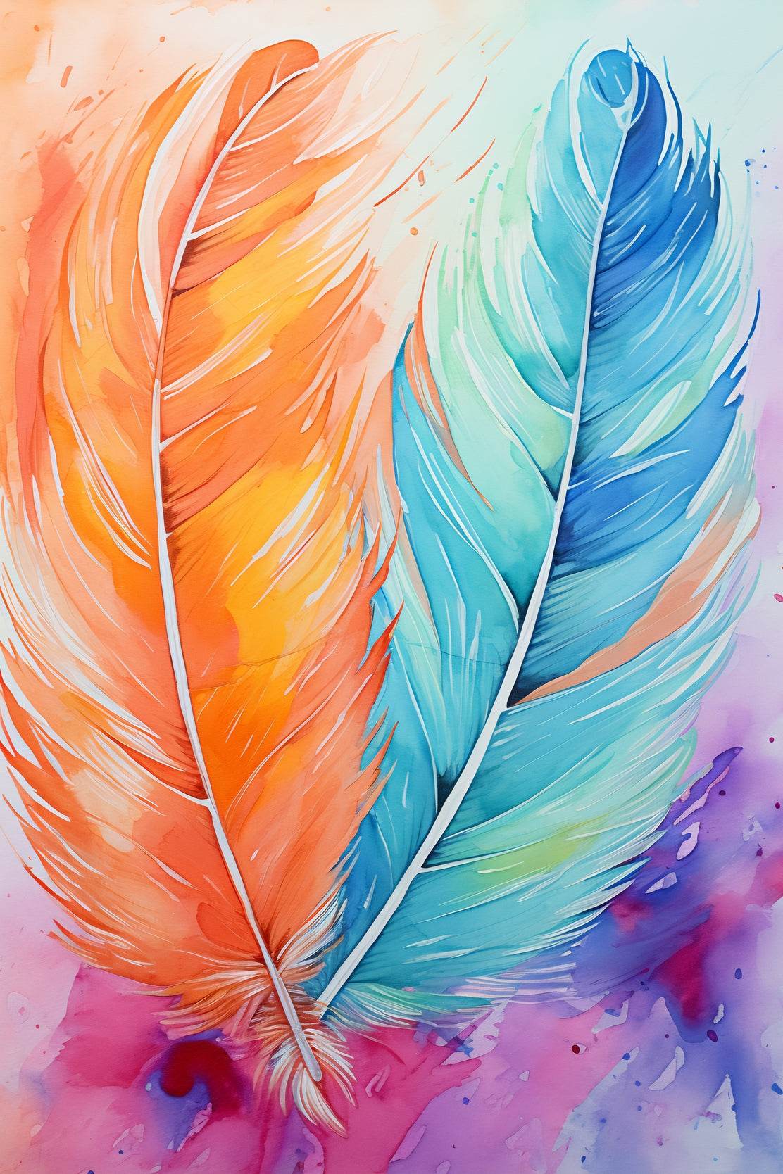 Painting Colored Feathers Wall Art - beink online art store