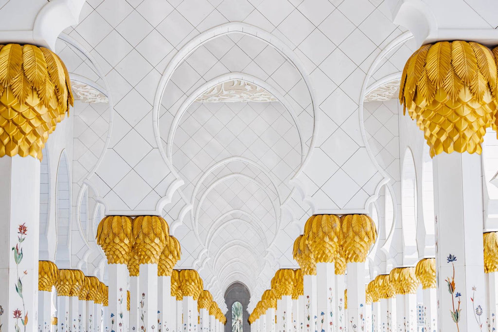 A Symphony of Gold & White Wall Art - beink online art store