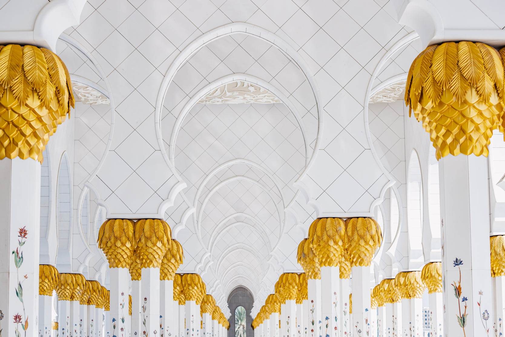 A Symphony of Gold & White Wall Art - beink online art store