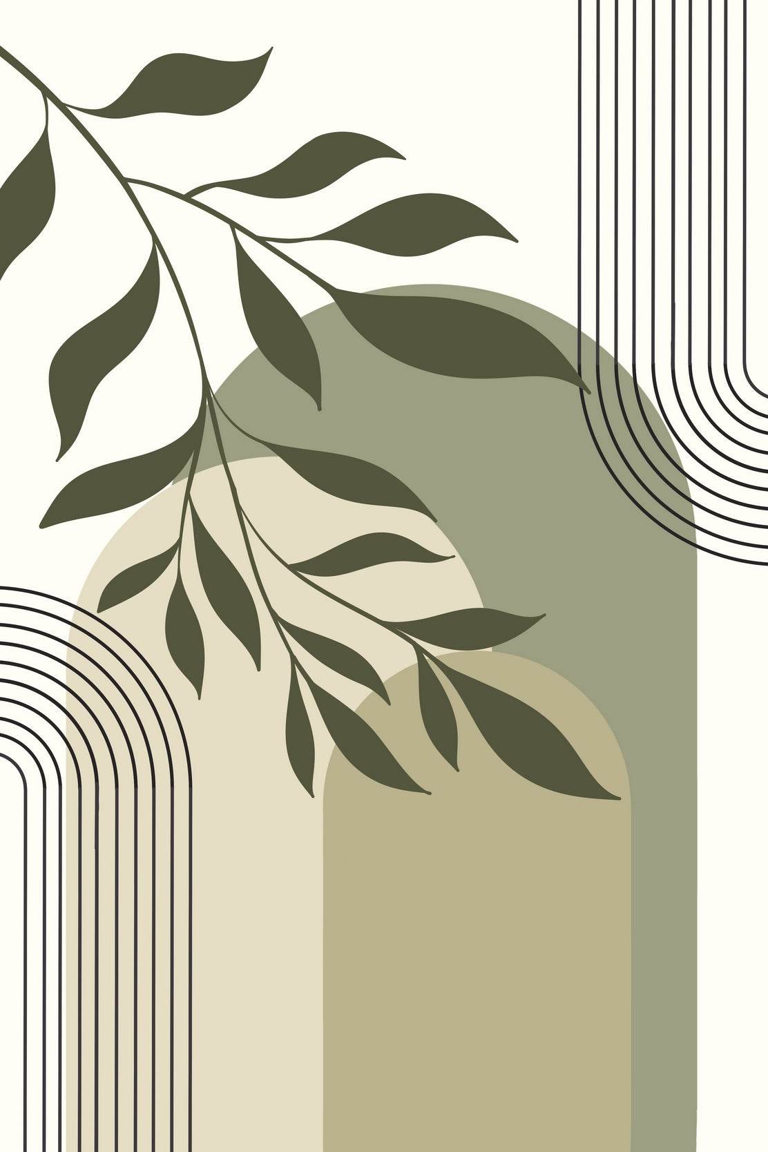 Abstract Greenery Arches and Leaves ArtWork - beink online art store
