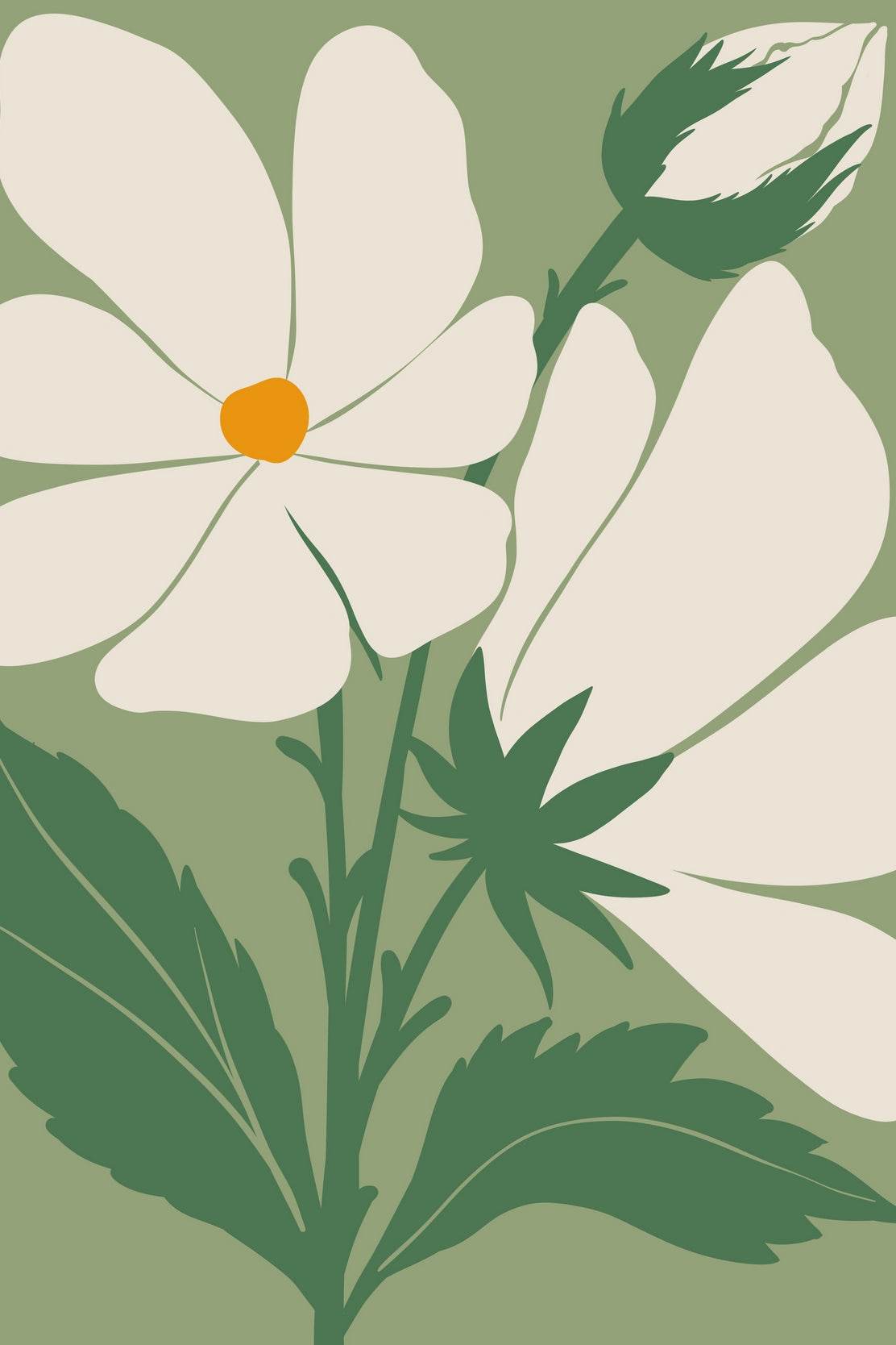 White Daisy ArtWork - beink online art store