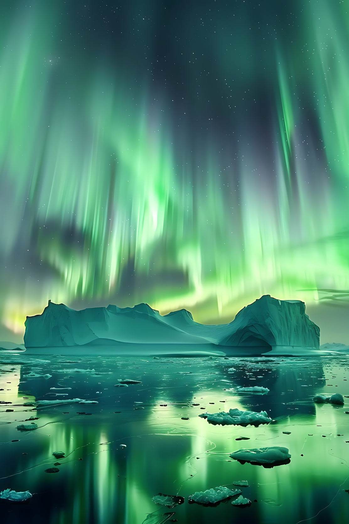 Aurora Borealis Over Iceberg Wall Art - beink online art store