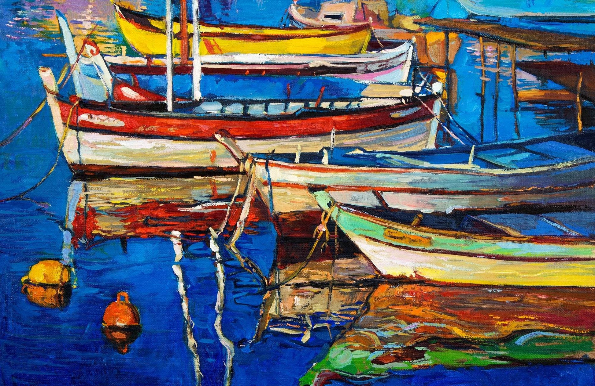 Colorful Boats on The Pier Wall Art - beink online art store