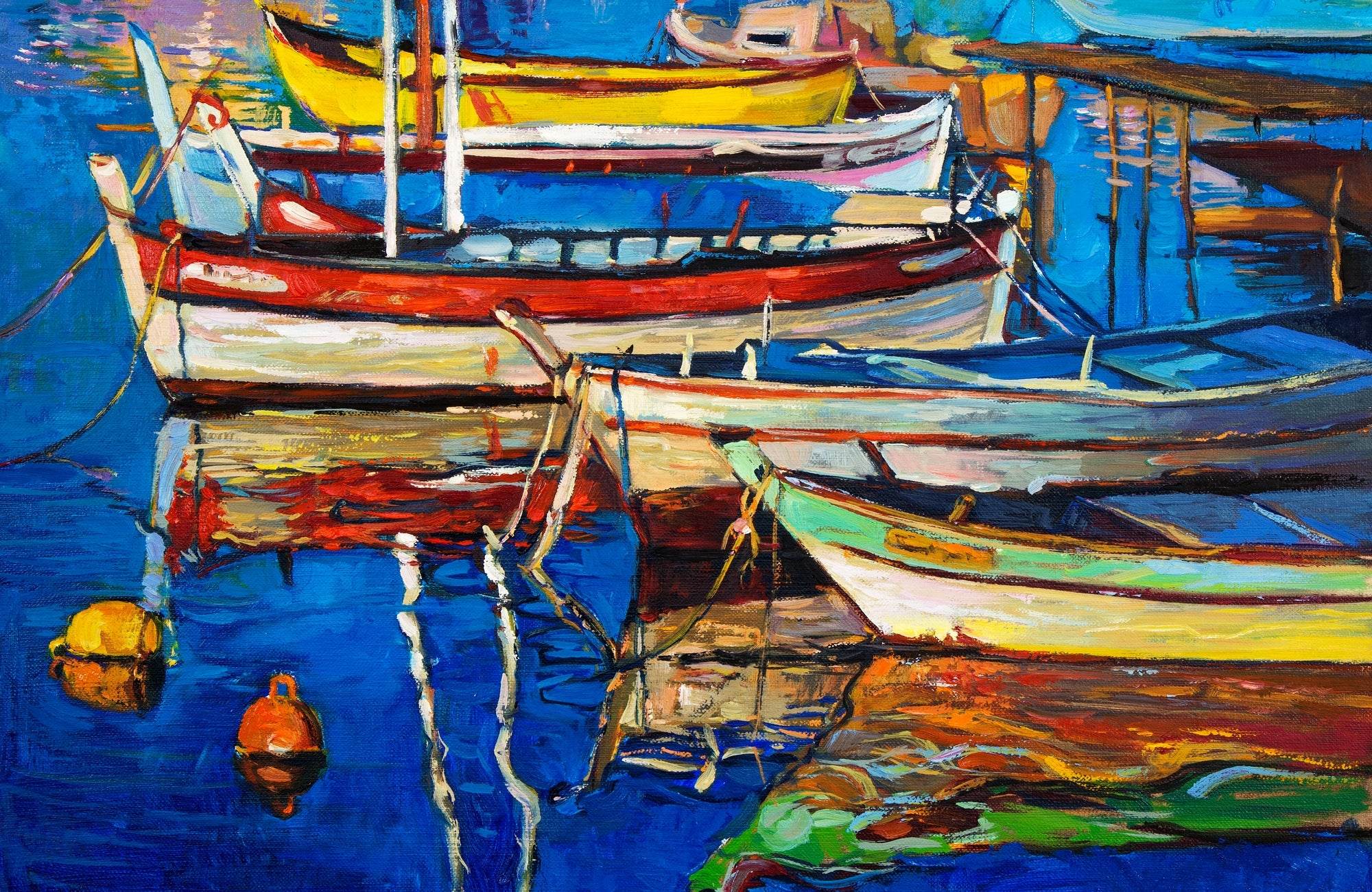 Colorful Boats on The Pier Wall Art - beink online art store