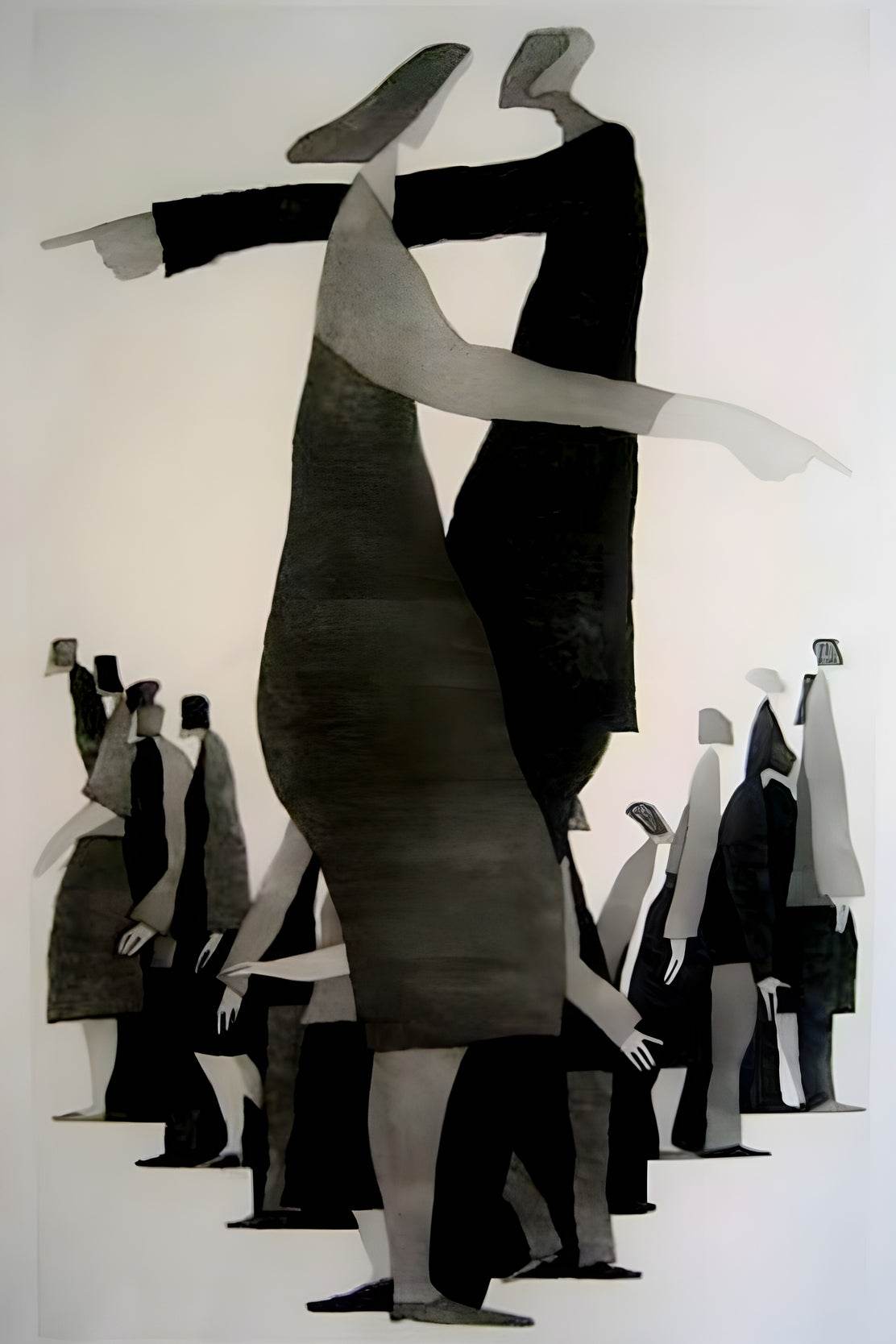 Painting of Black and White Crowd Wall Art - beink online art store