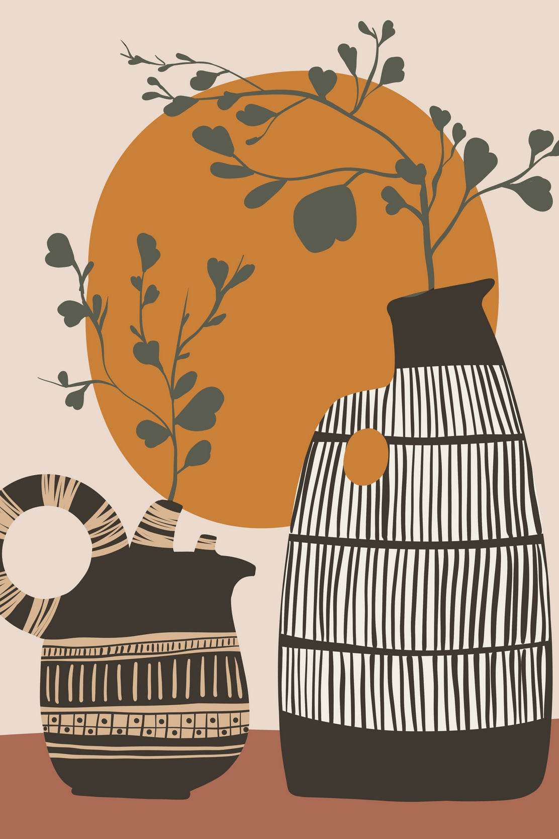 Vases and Sun ArtWork - beink online art store