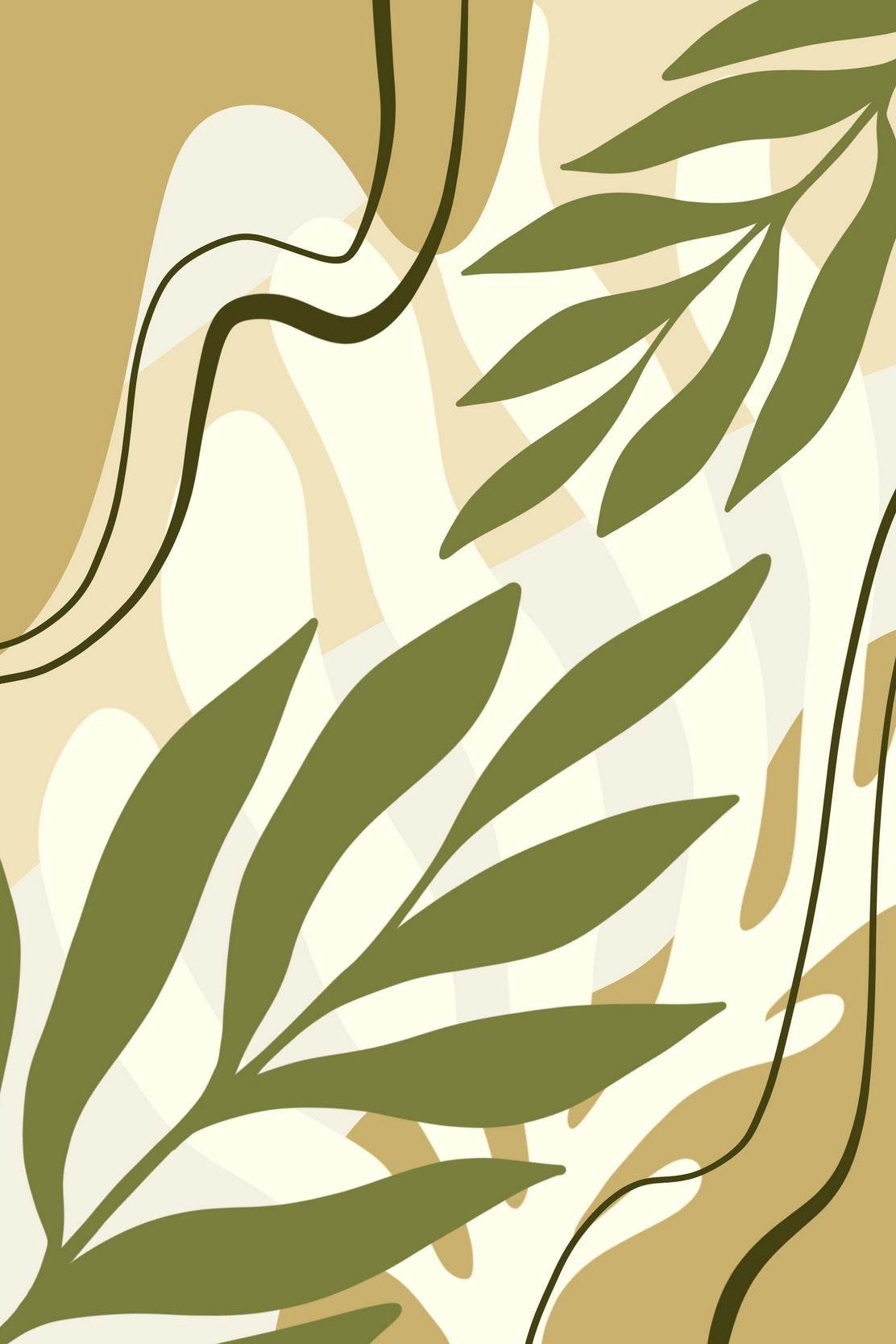 Abstract Botanical with Flowing Shapes ArtWork - beink online art store