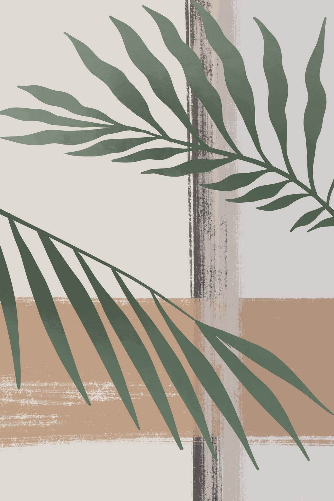 Palm Branch with White Backround ArtWork - beink online art store