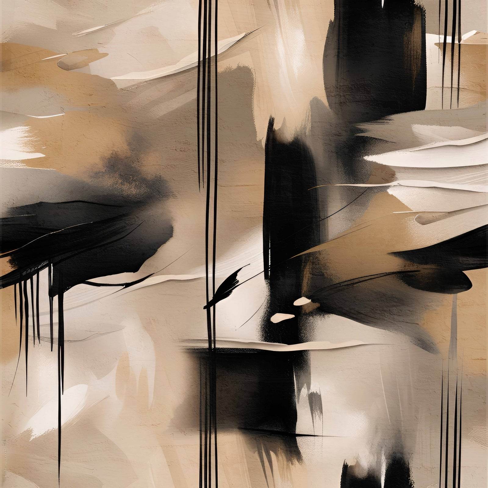 Gold Wave Brush Strokes Abstract Wall Art - beink online art store