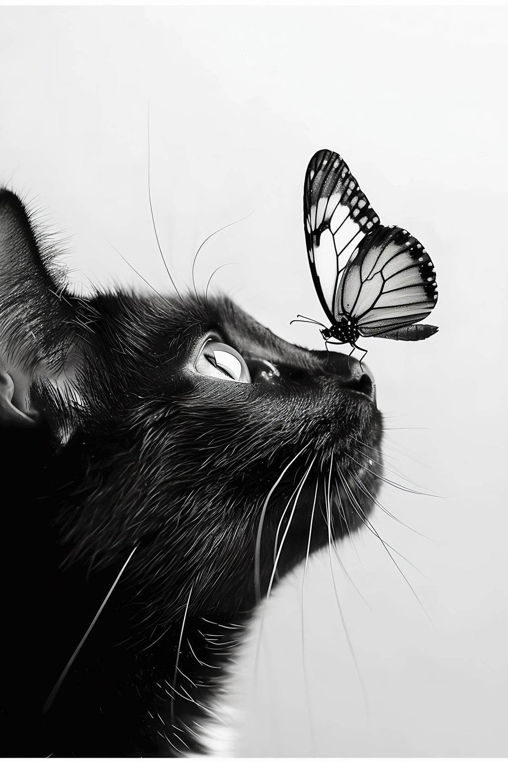 Butterfly on Black Cat Nose - beink online art store