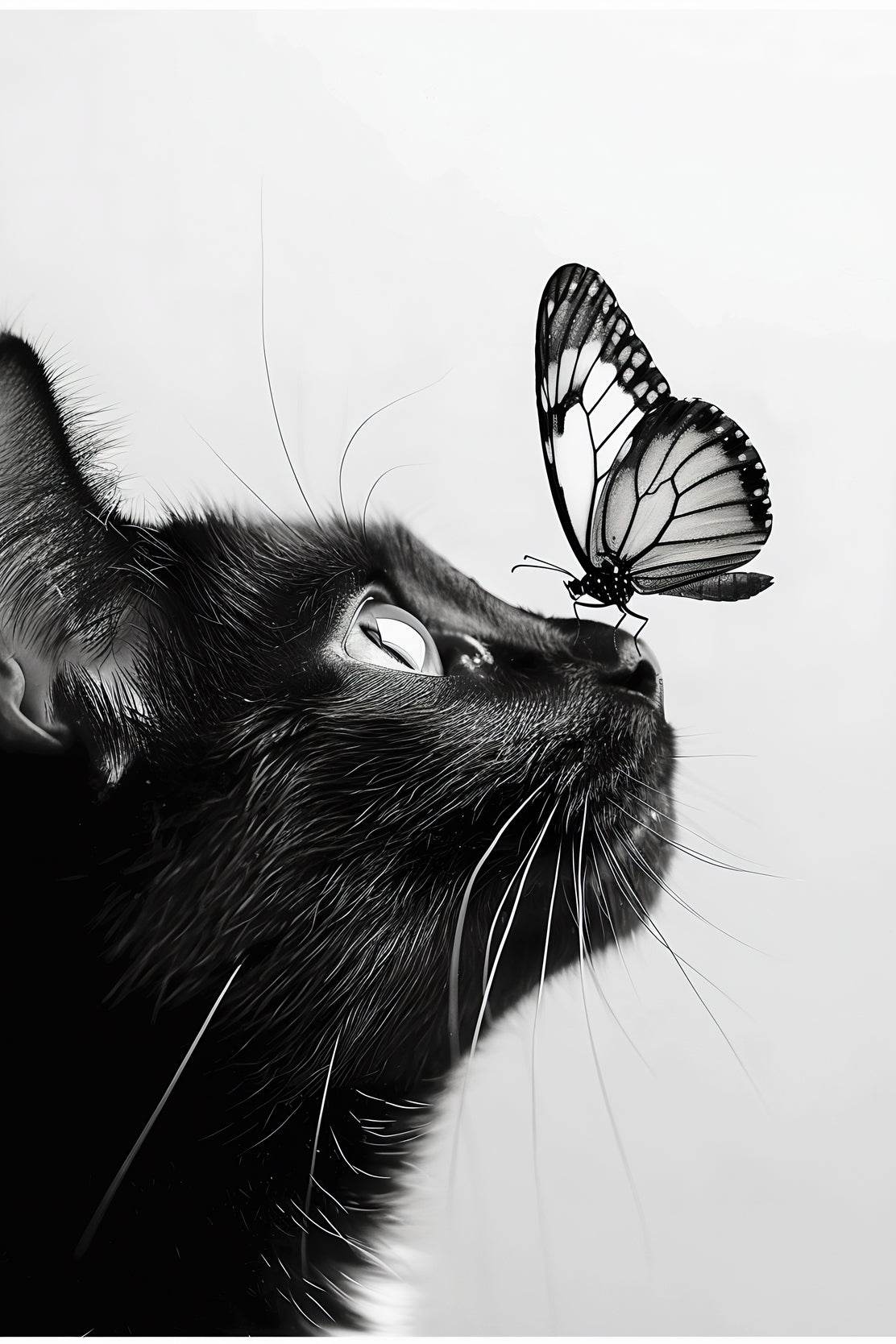 Butterfly on Black Cat Nose - beink online art store