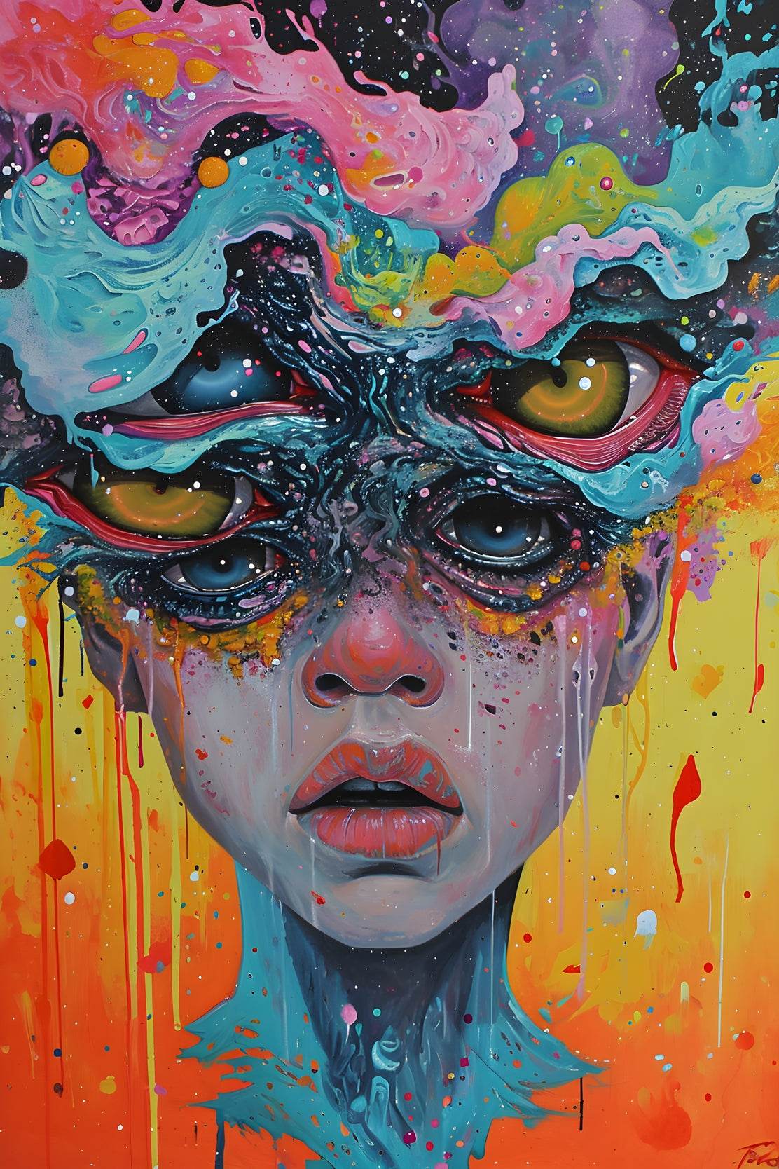 A Colorful Painting of a Woman - beink online art store