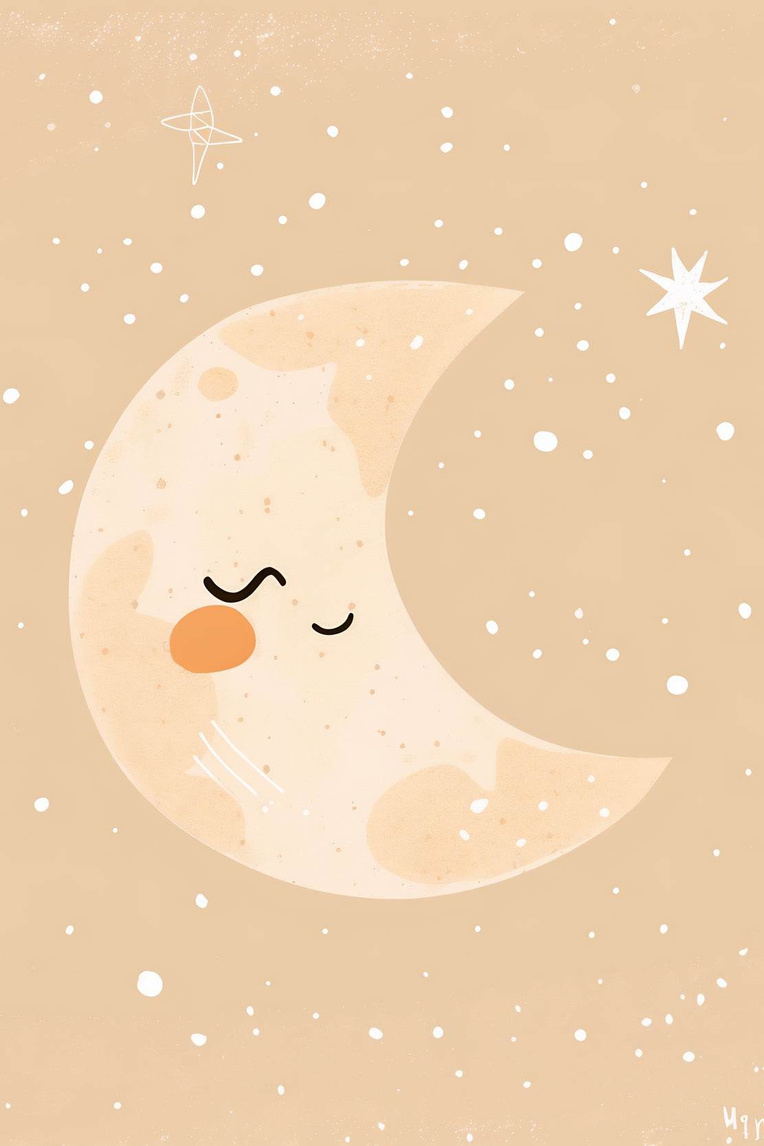 Cute Moon Character Illustration - beink online art store