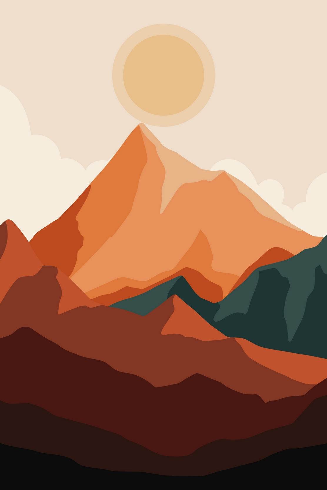 Serene Mountain Landscape at Sunset ArtWork - beink online art store