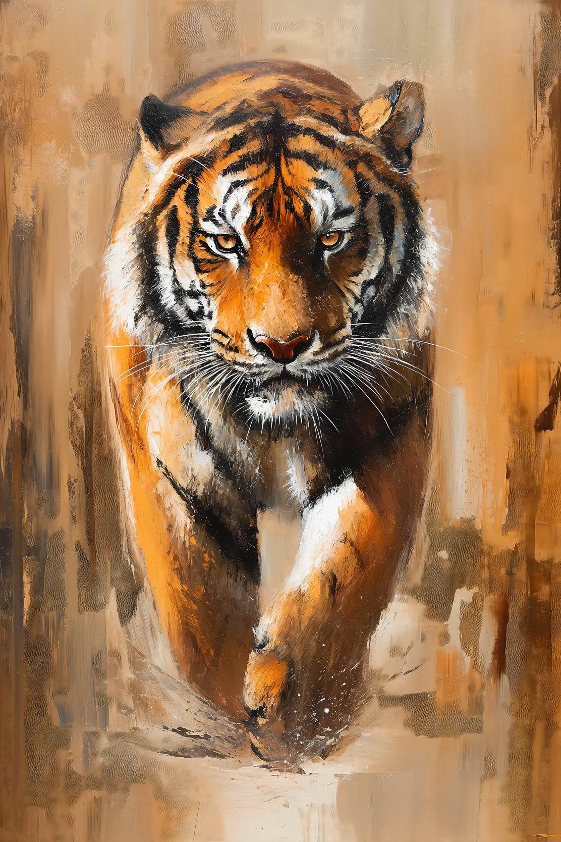 Colorful Water Color Paint of Walking Tiger Illustration - beink online art store