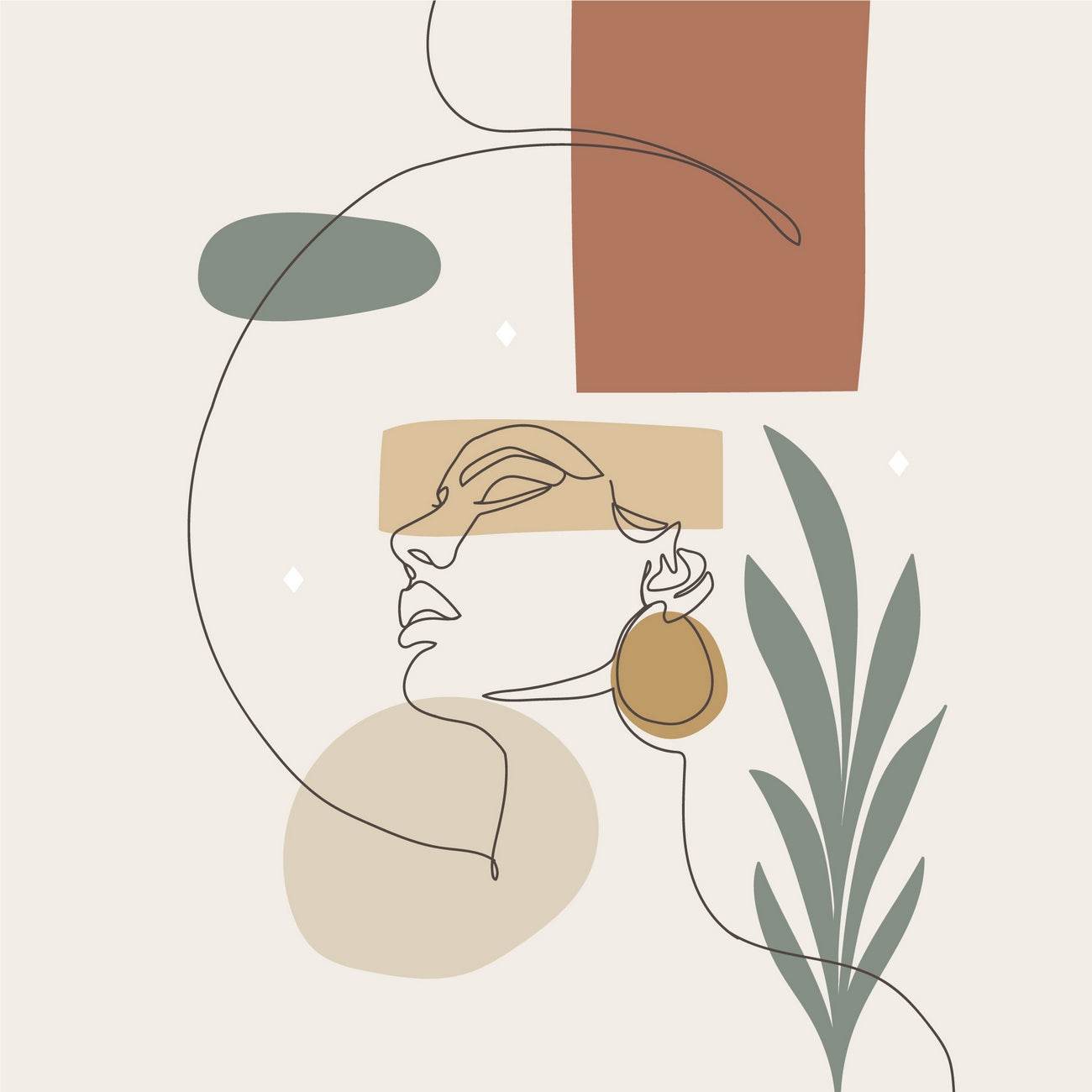 Olive Leaf Woman Face Wall Art - beink online art store