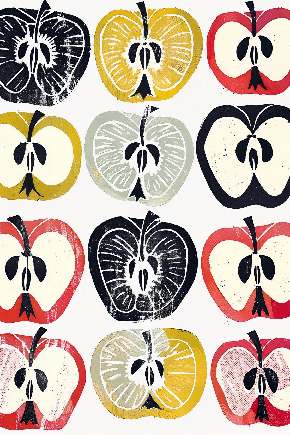 Colorful Apple Cross-Sections Wall Art - beink online art store