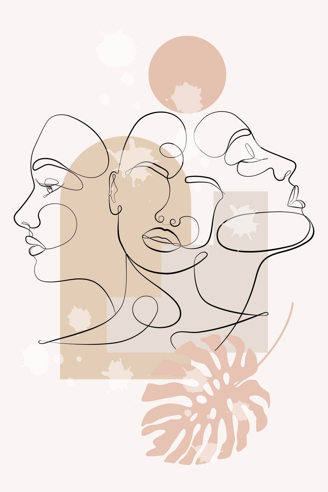 Minimal Design of Three Face Wall Art - beink online art store