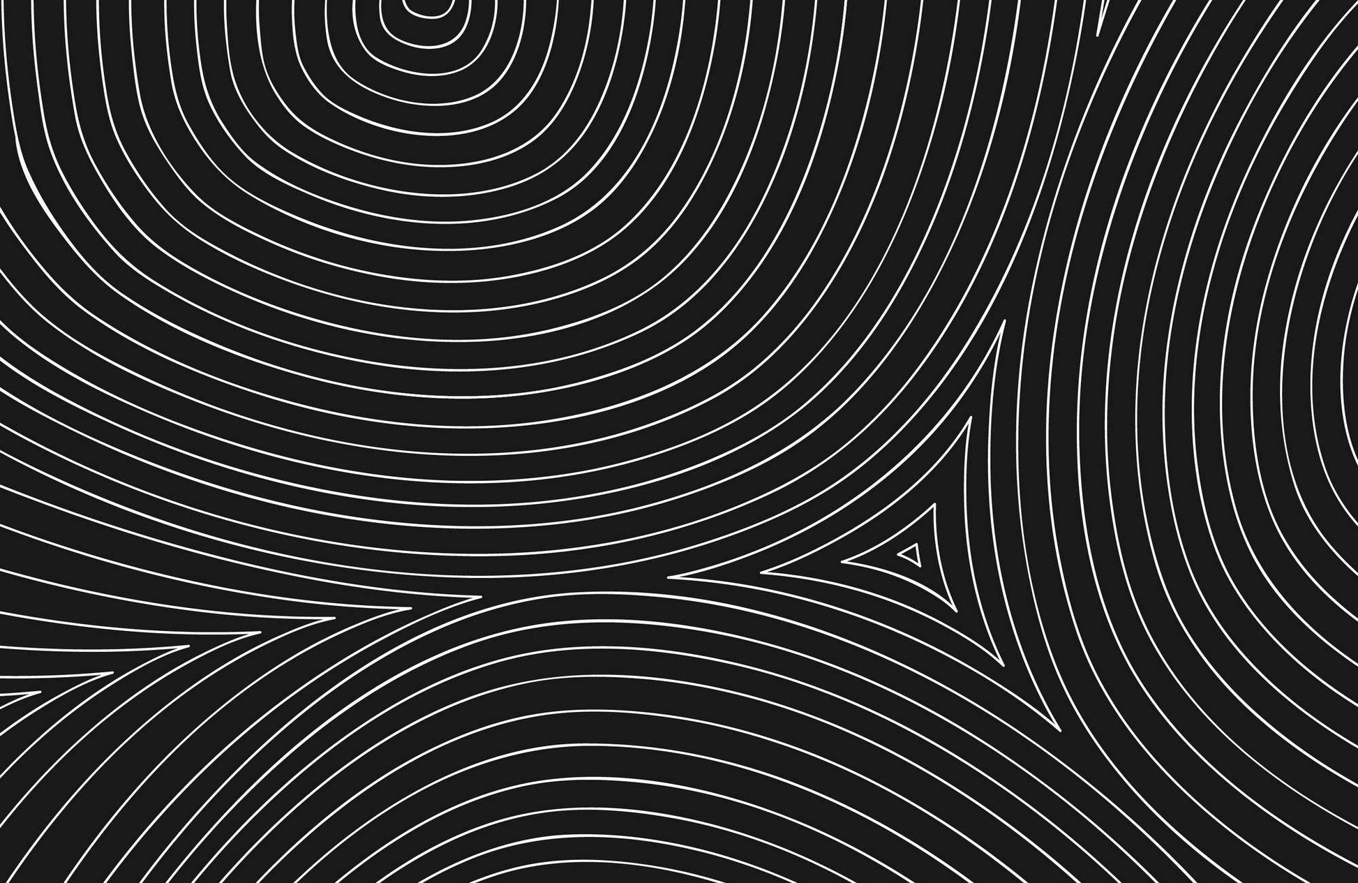 White Circular Lines With Black Background Abstract Wall Art - beink online art store