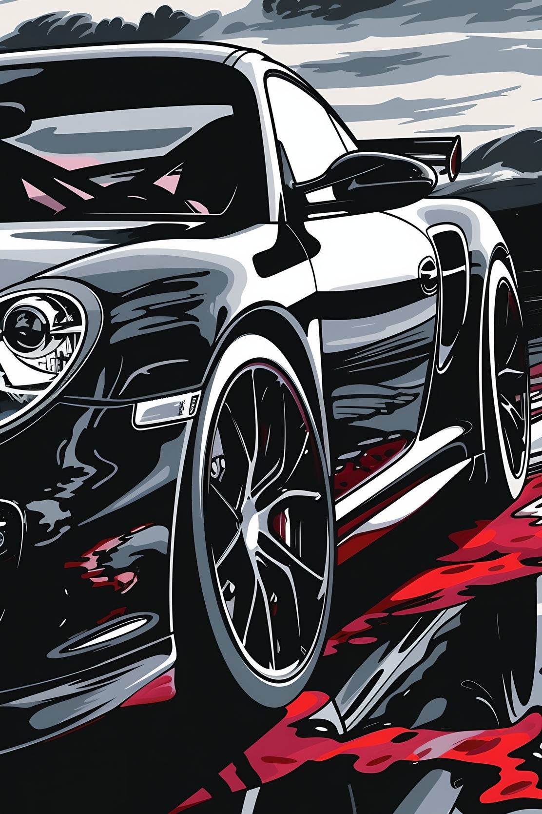 Black Porsche Carrera Canvas Wall Art - beink online art store