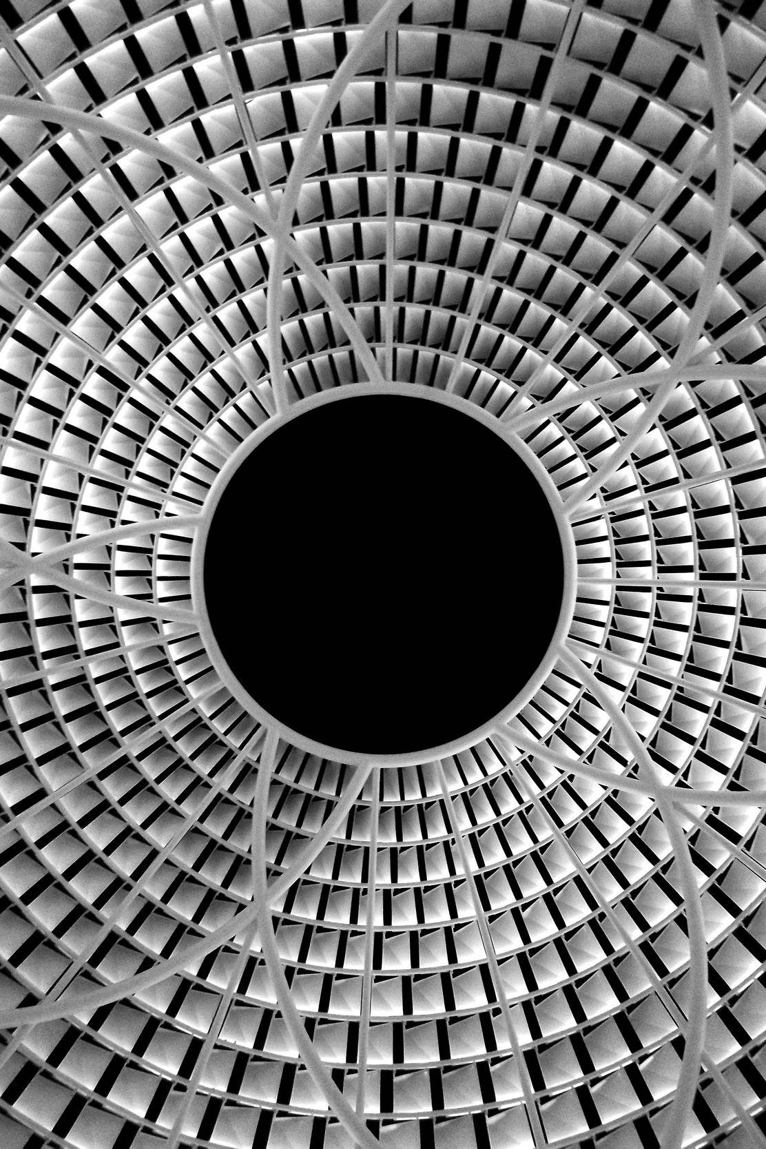 Open Hole Ceiling Architecture Black & White Wall Art - beink online art store