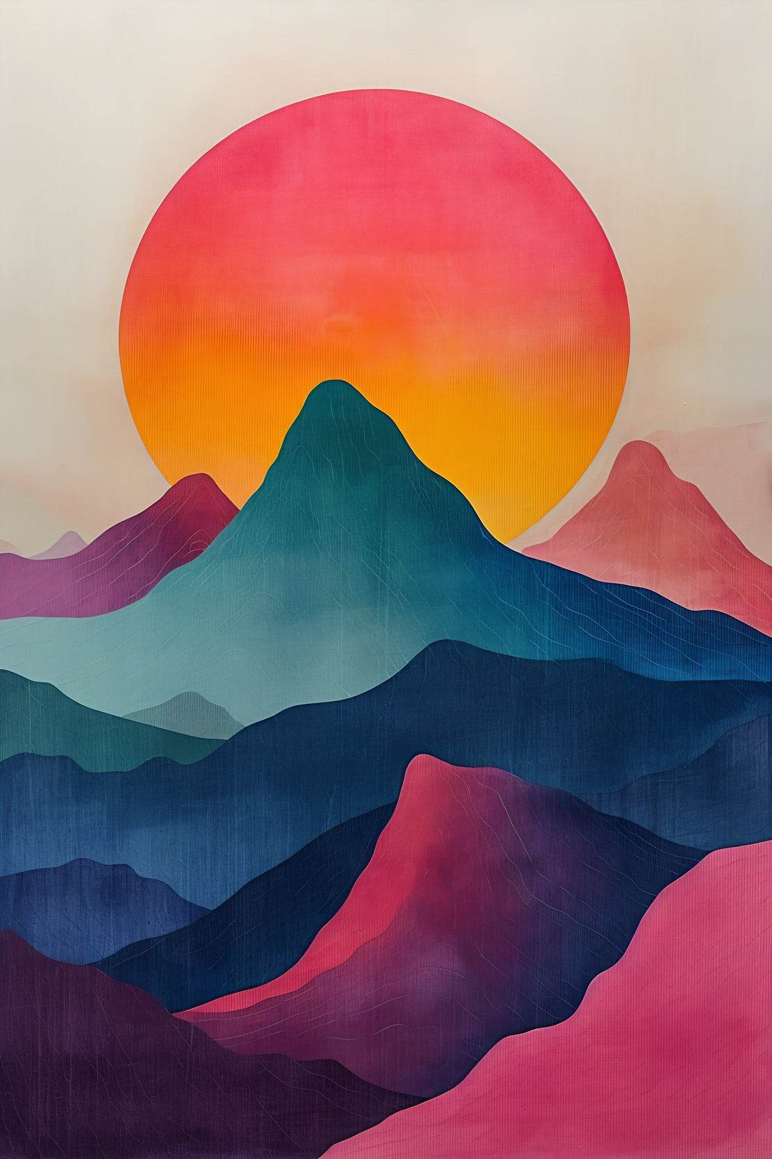 Oil Paint Rainbow Hills Modern Wall Art - beink online art store