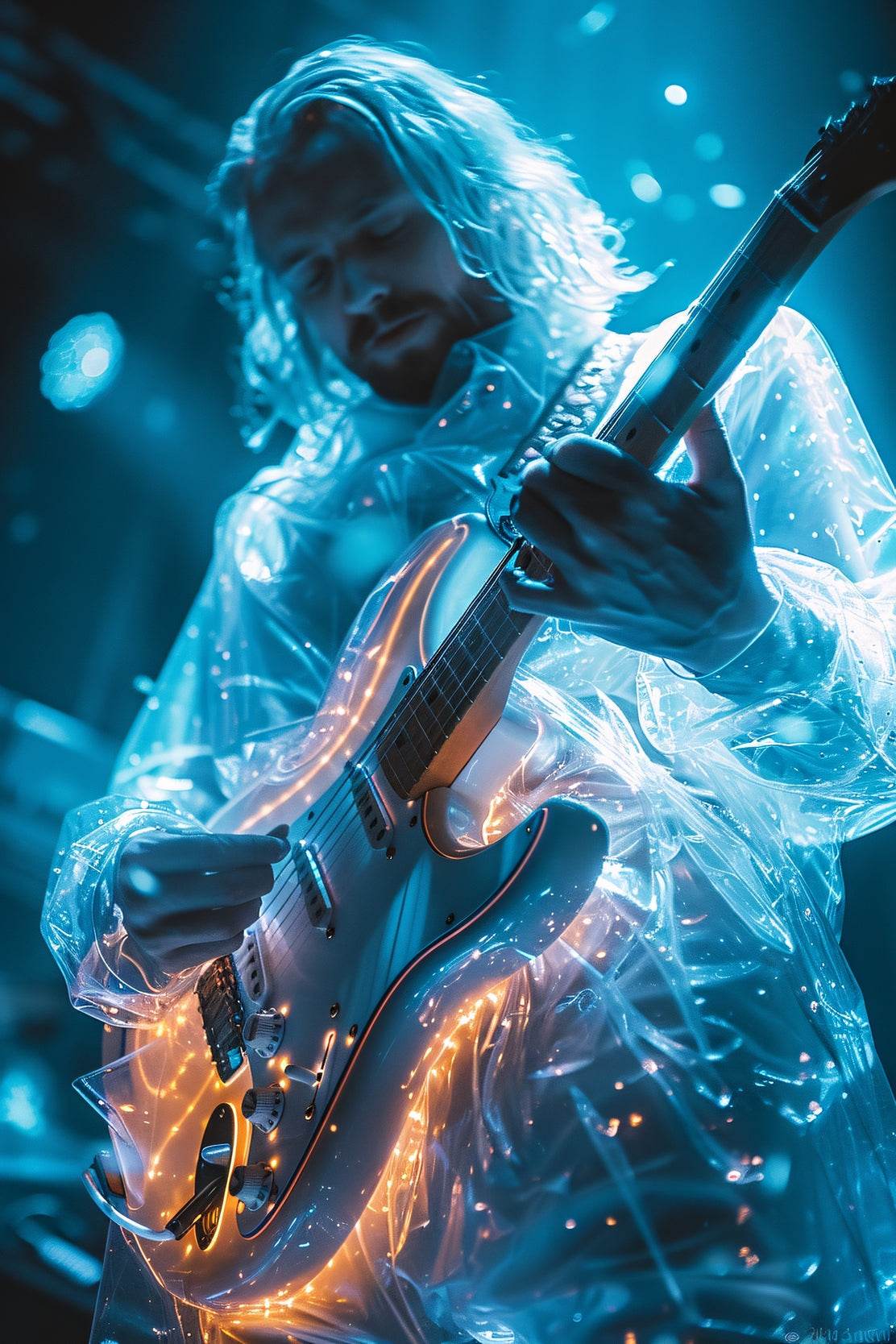 Ice Sketch Guitar Player Walll Art - beink online art store
