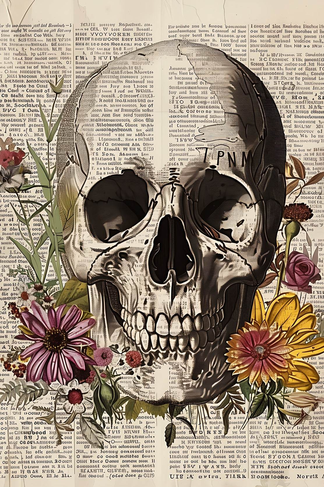 Floral Skull Typography Wall Art - beink online art store