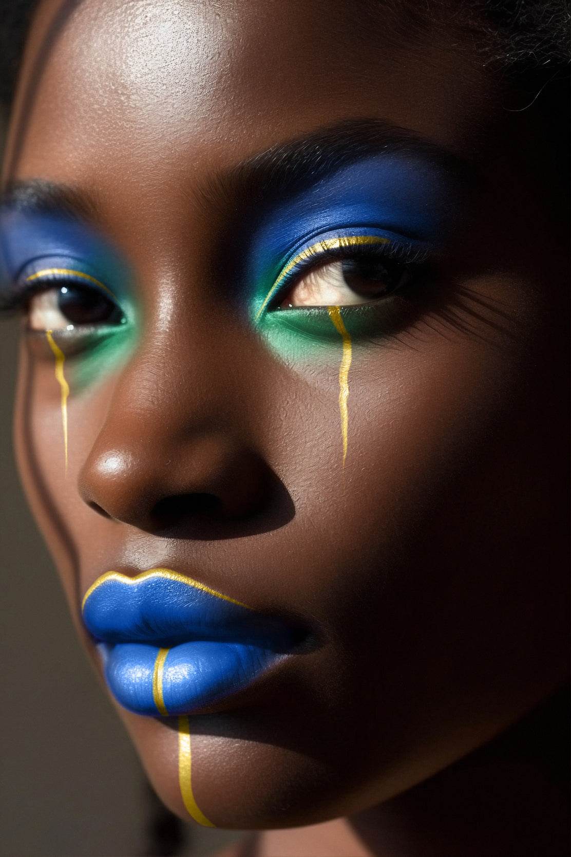 African Women Makeup With Blue Color Wall Art - beink online art store