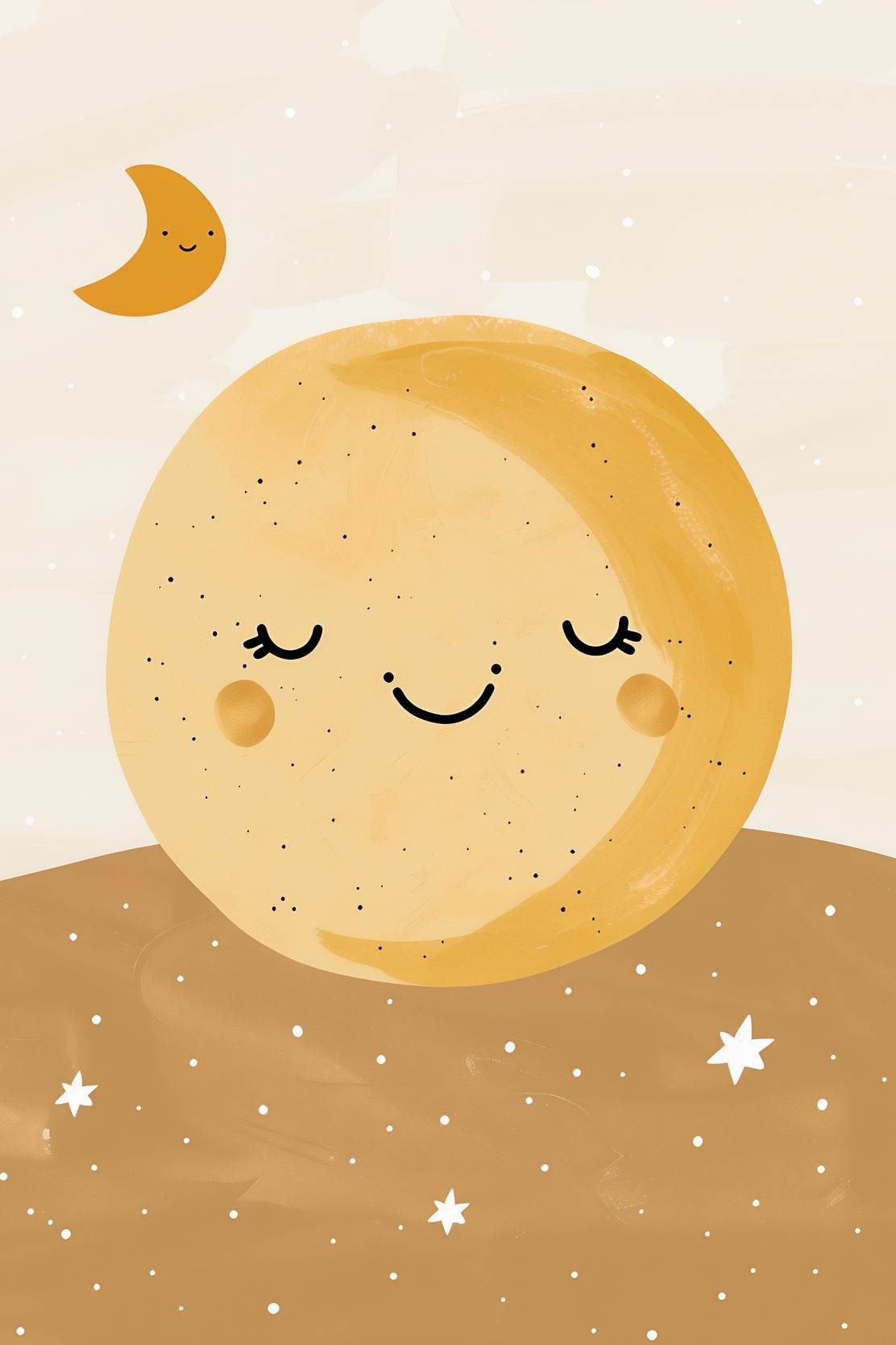 Illustration of Sleeping Cartoonish Sun - beink online art store