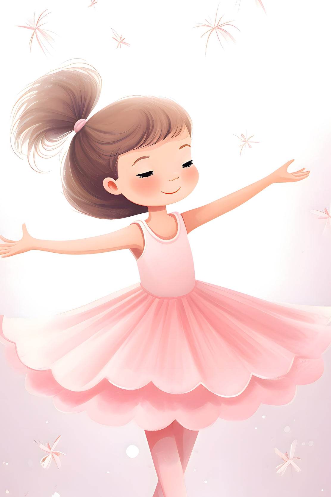 Cute little Girl Bellet Dance in Pink Dress - beink online art store