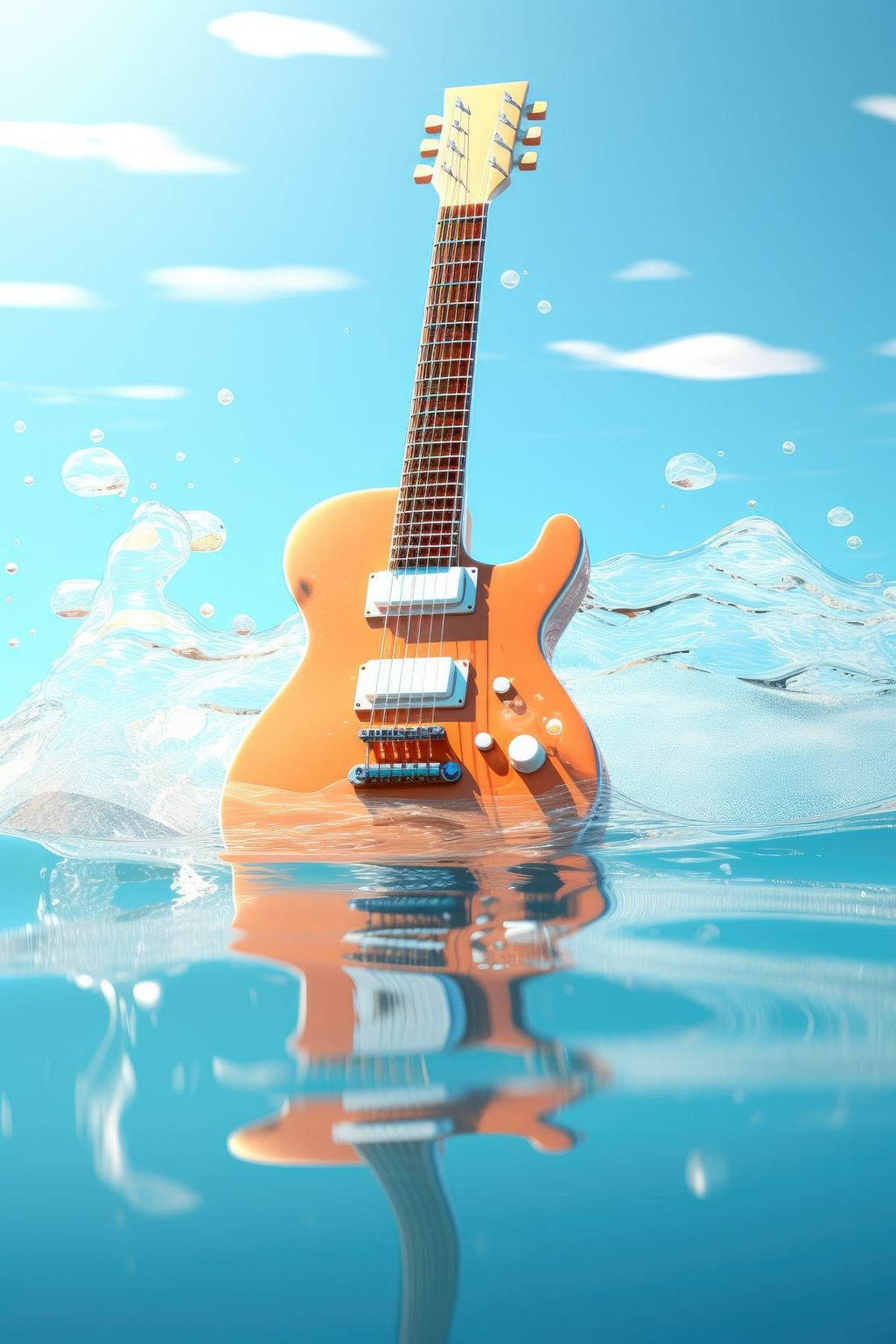 Guitar Drowned In Water Wall Art - beink online art store