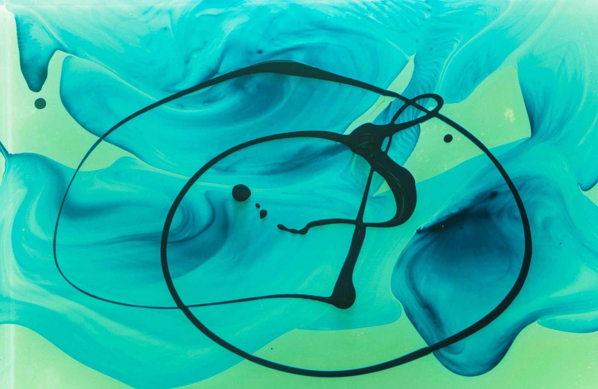 Cyan Oil Paint Abstract Wall Art - beink online art store