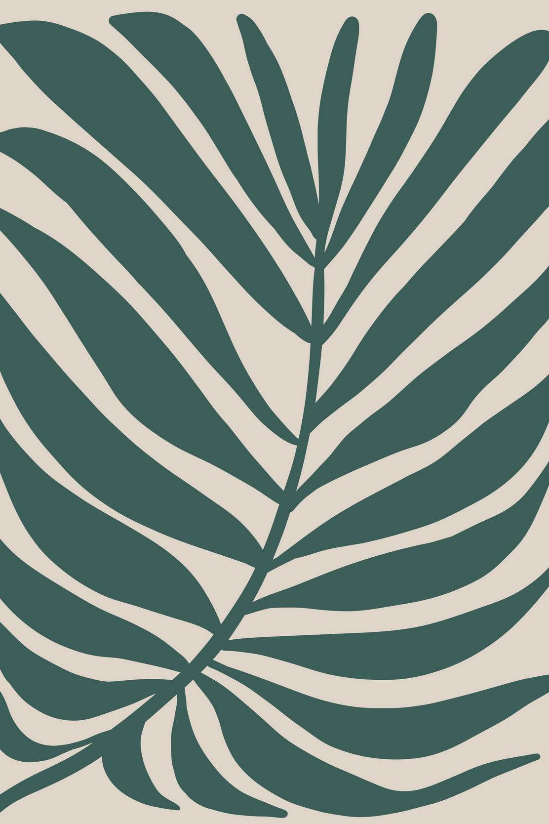 Large Stylized Palm Leaf in a Dark Green Color ArtWork - beink online art store