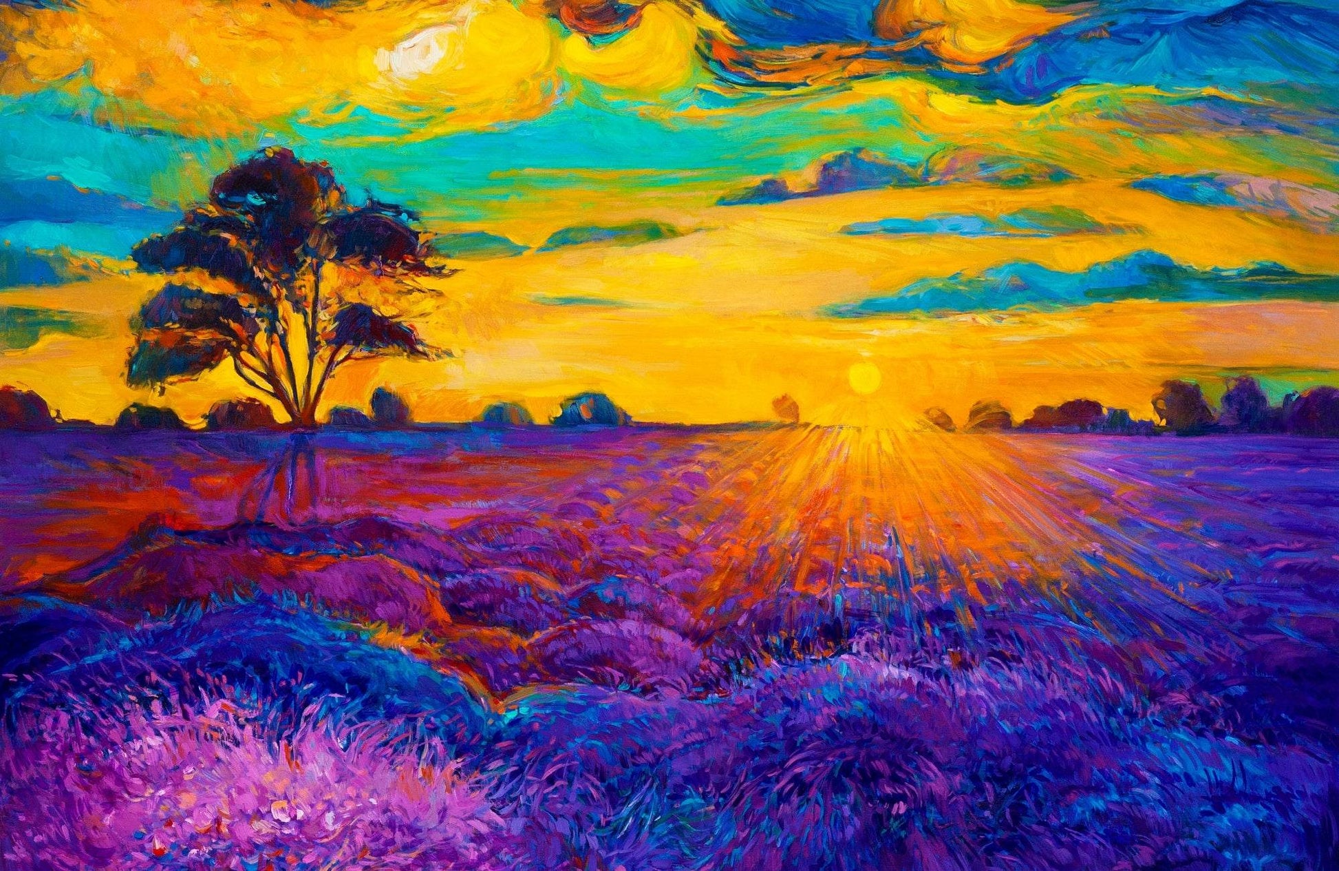 Painting Sunset In The Wheat Field Wall Art - beink online art store
