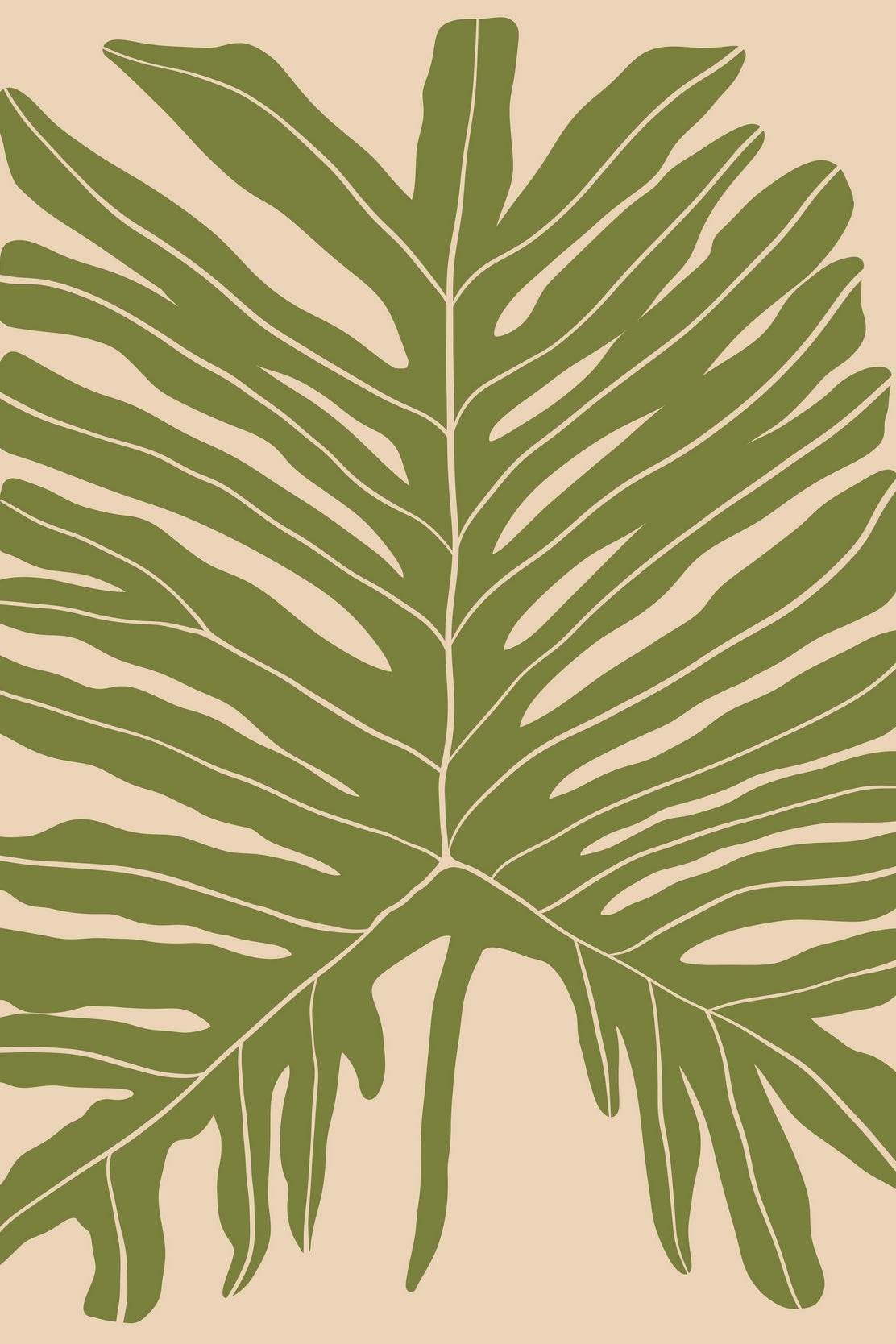 Large Green Monstera Leaf with prominent veins ArtWork - beink online art store