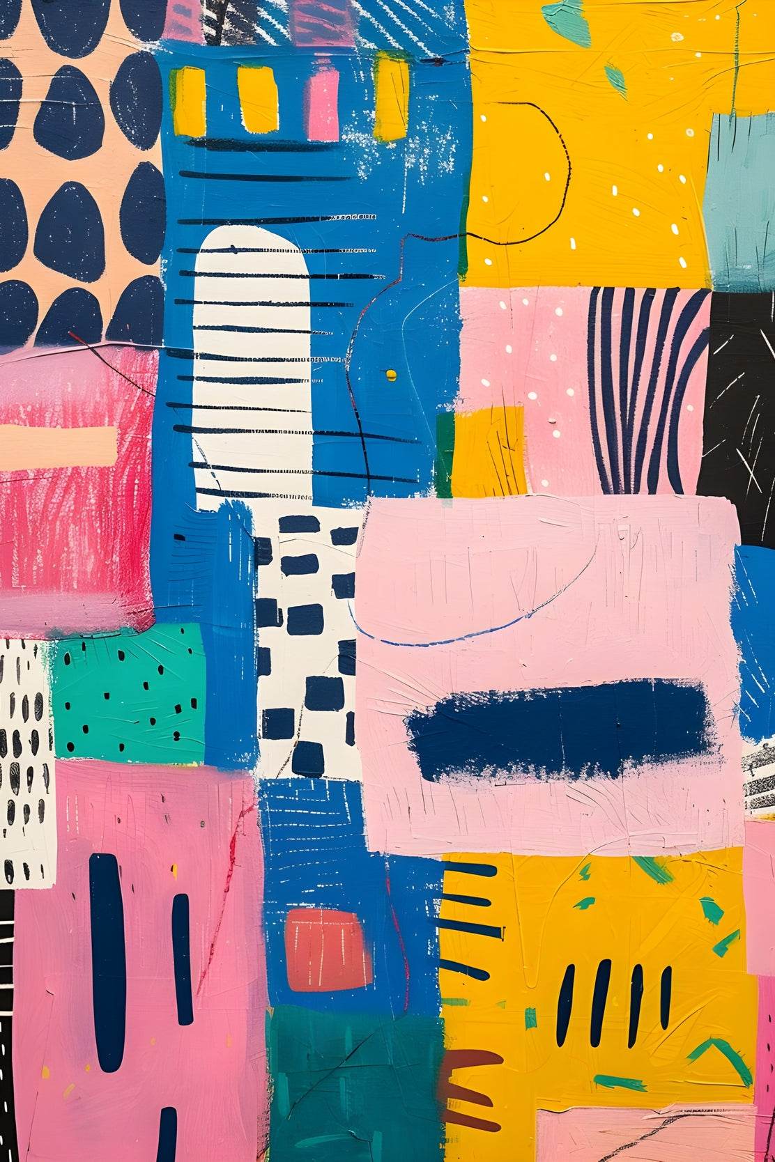 Colorful Abstract Paint Patches Digital Art - beink online art store